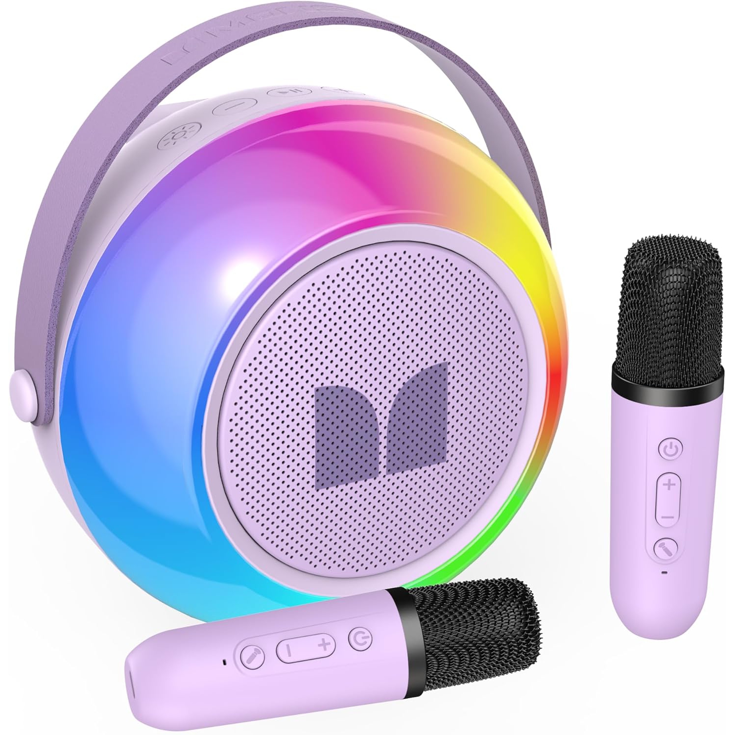 Monster Mini Karaoke Machine for Kids Adults, Portable Bluetooth Speakers with 2 Wireless Microphones and Lights, Christmas Birthday Gifts Toys for Girls Boys - Open Box