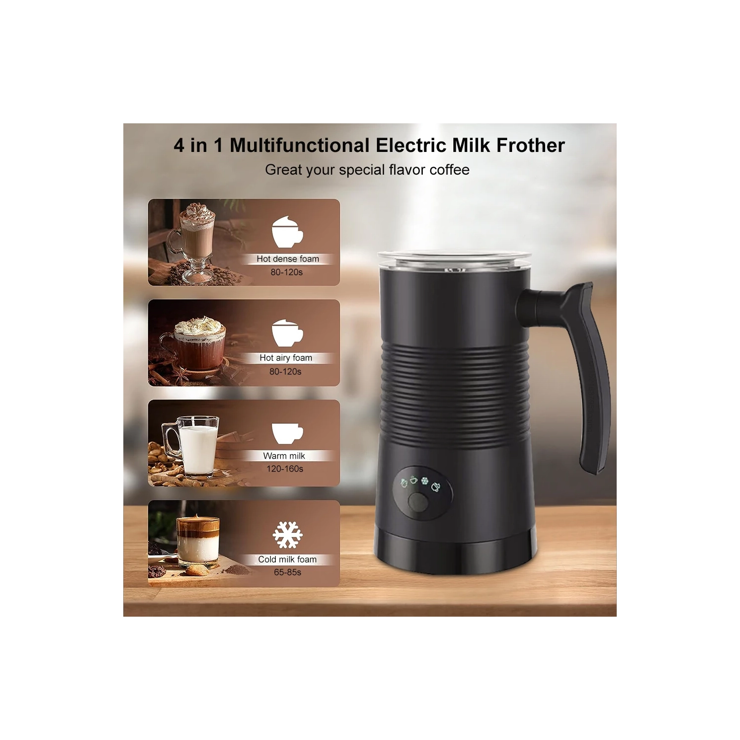 Milk Frother Electric Milk Steamer - Coffee Frother Hot & Cold Foam Maker and Milk Warmer for Coffee,Latte,Cappuccino,Hot Chocolate
