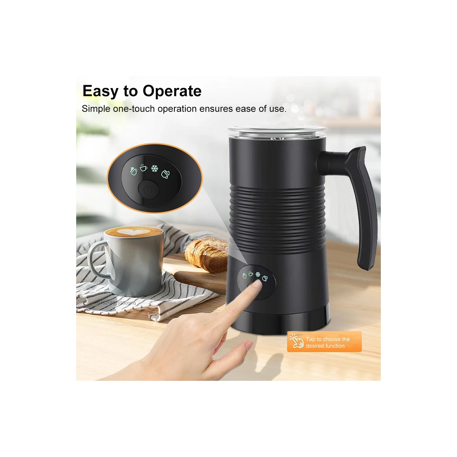 Milk Frother Electric Milk Steamer - Coffee Frother Hot & Cold Foam Maker and Milk Warmer for Coffee,Latte,Cappuccino,Hot Chocolate