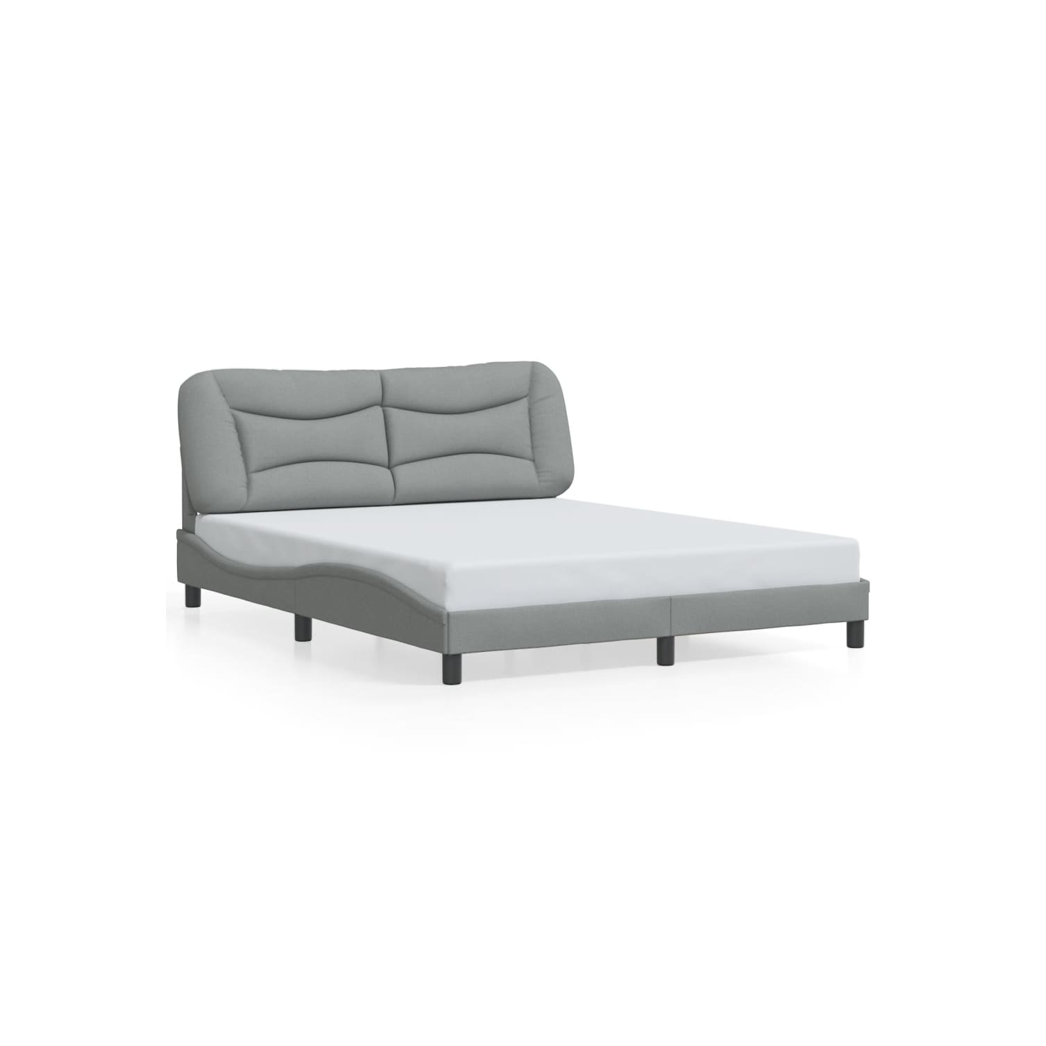 vidaXL Bed Frame with LED without Mattress "Hvar" Light Grey 152x203 cm Fabric