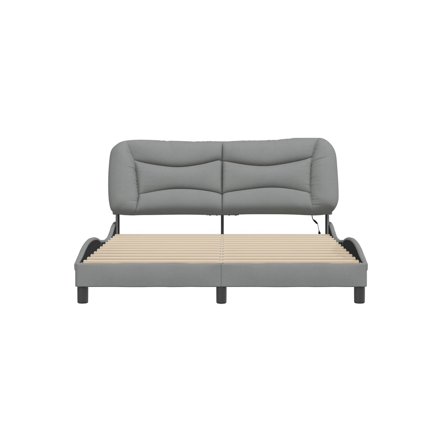 vidaXL Bed Frame with LED without Mattress "Hvar" Light Grey 152x203 cm Fabric