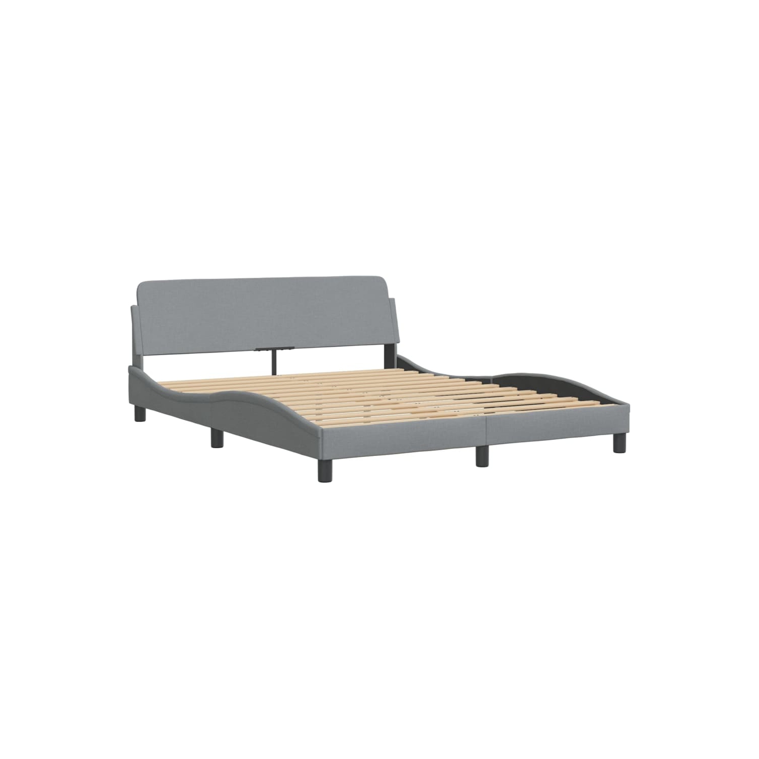 vidaXL Bed Frame with LED without Mattress "Hvar" Light Grey 152x203 cm Fabric