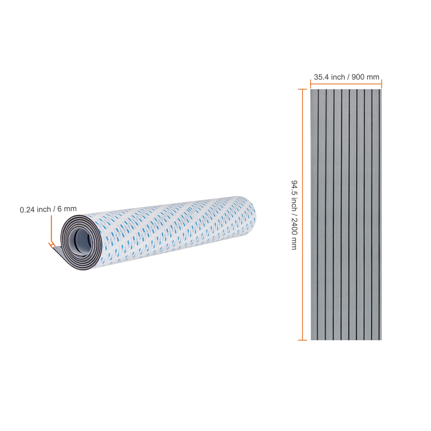 VEVOR 94.5" x 35.4" Boat Flooring, EVA Foam Boat Decking, Non-Slip Self-Adhesive Flooring, 23.2 sq.ft Marine Carpet for Boats, Yacht, Pontoon, Kayak