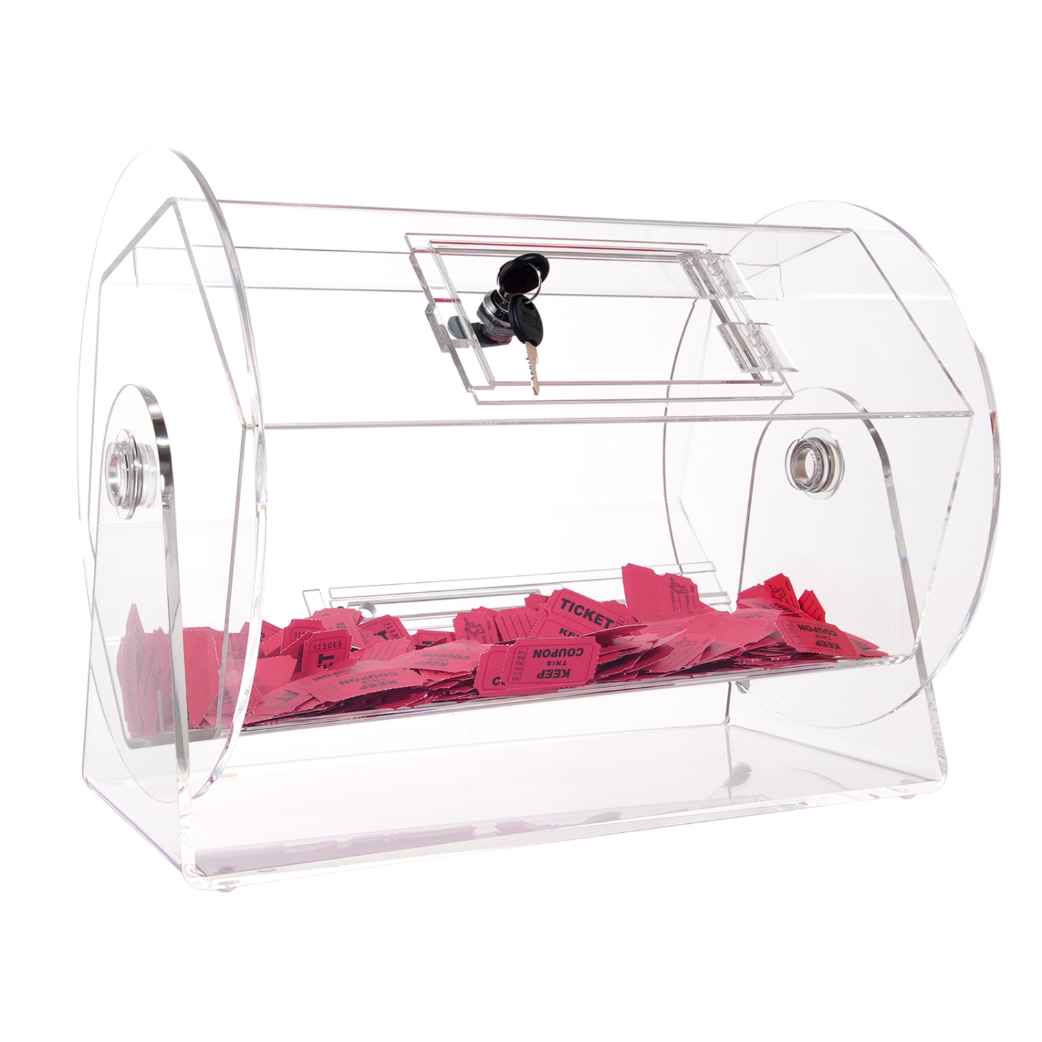 VEVOR 5000 Tickets Acrylic Raffle Drum,Professional Raffle Ticket Spinning Cage with 2 Keys, Transparent Lottery Spinning Drawing, Holds 200 Raffle