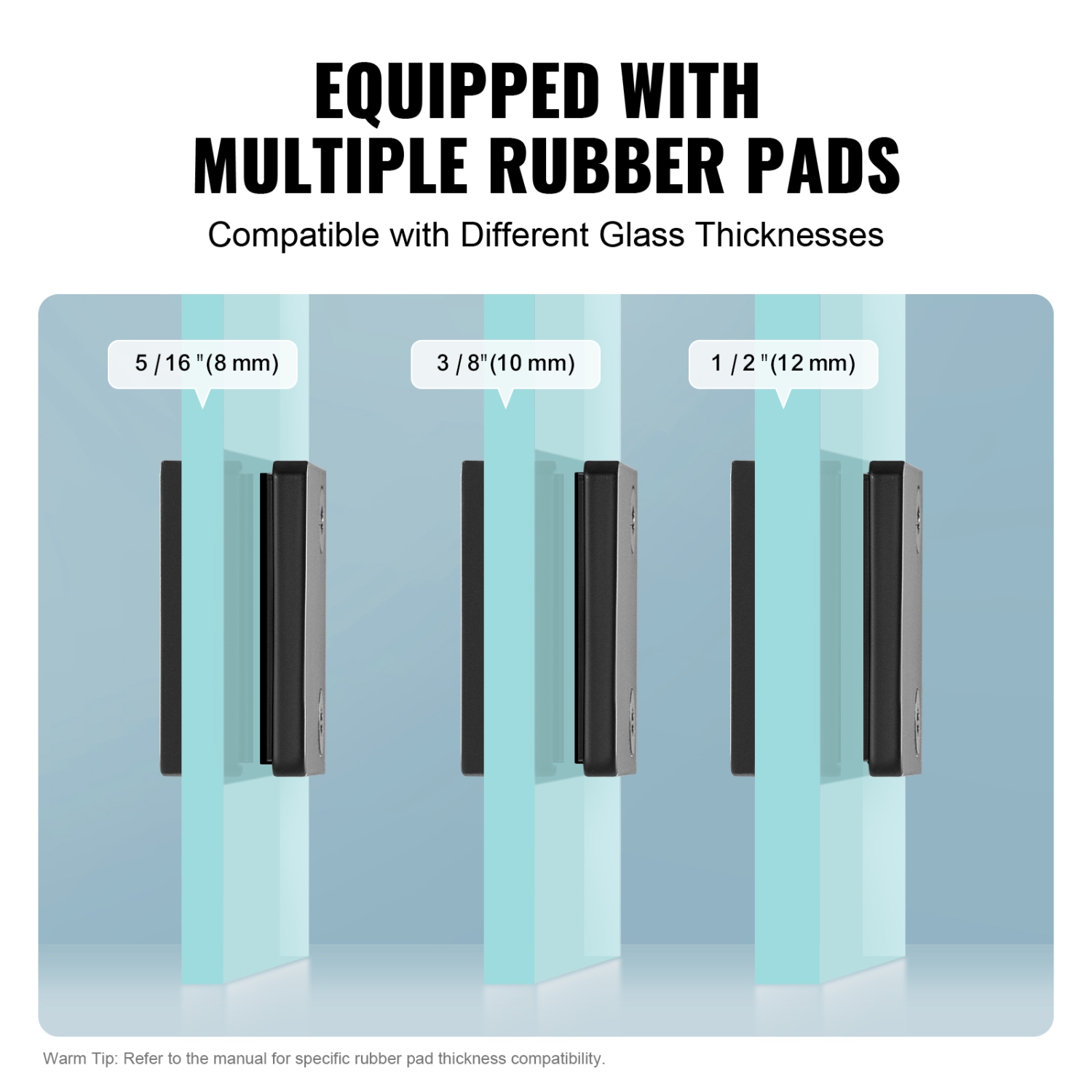 VEVOR 40 PCS Glass Clamp, Square Glass Railing Bracket for 0.31 "-0.47 " Tempered Glass, 304 Stainless Steel Glass Mounting Clamp, Glass Shelf