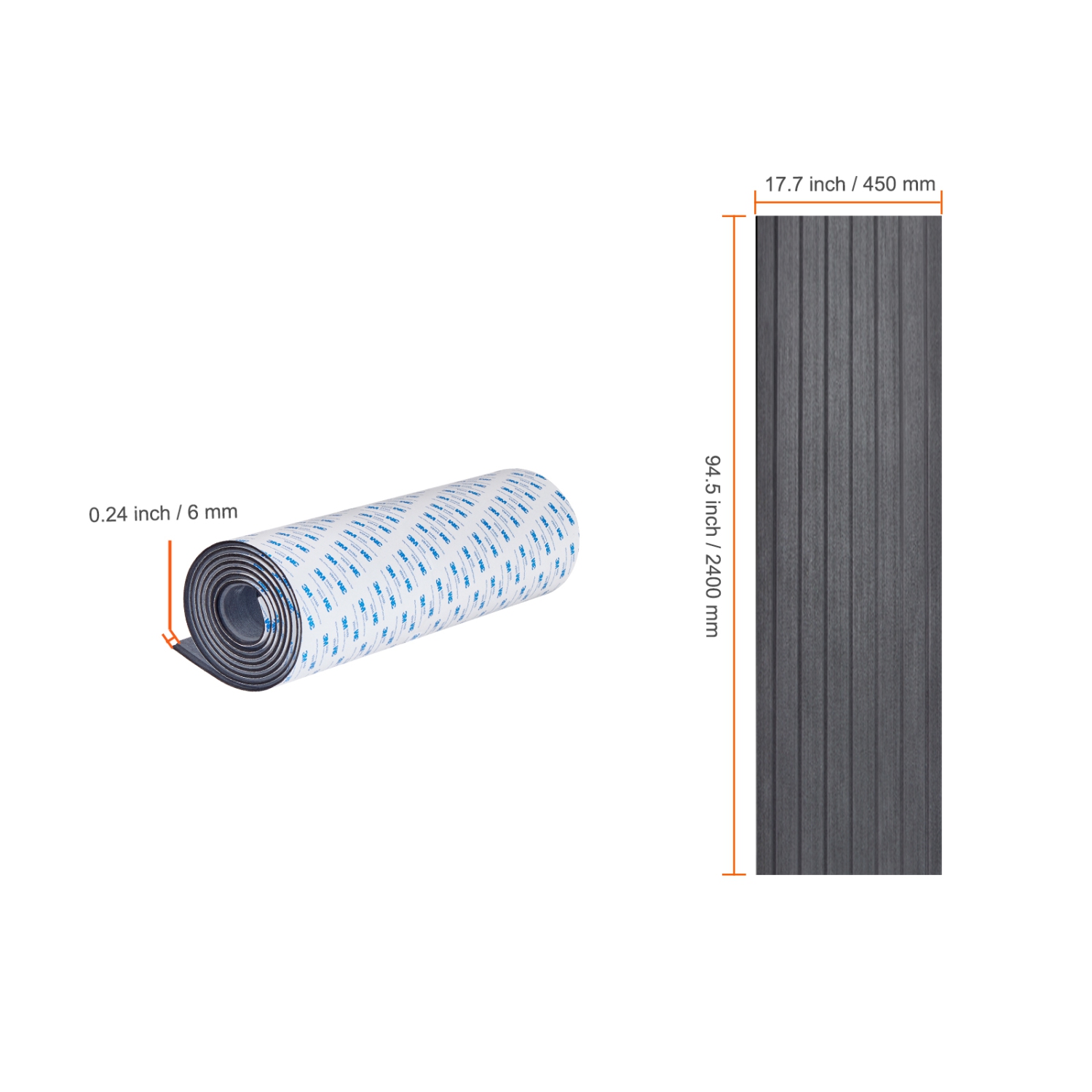 VEVOR 94.5" x 17.7" Boat Flooring, EVA Foam Boat Decking, Non-Slip Self-Adhesive Flooring, 11.6 sq.ft Marine Carpet for Boats, Yacht, Pontoon, Kayak