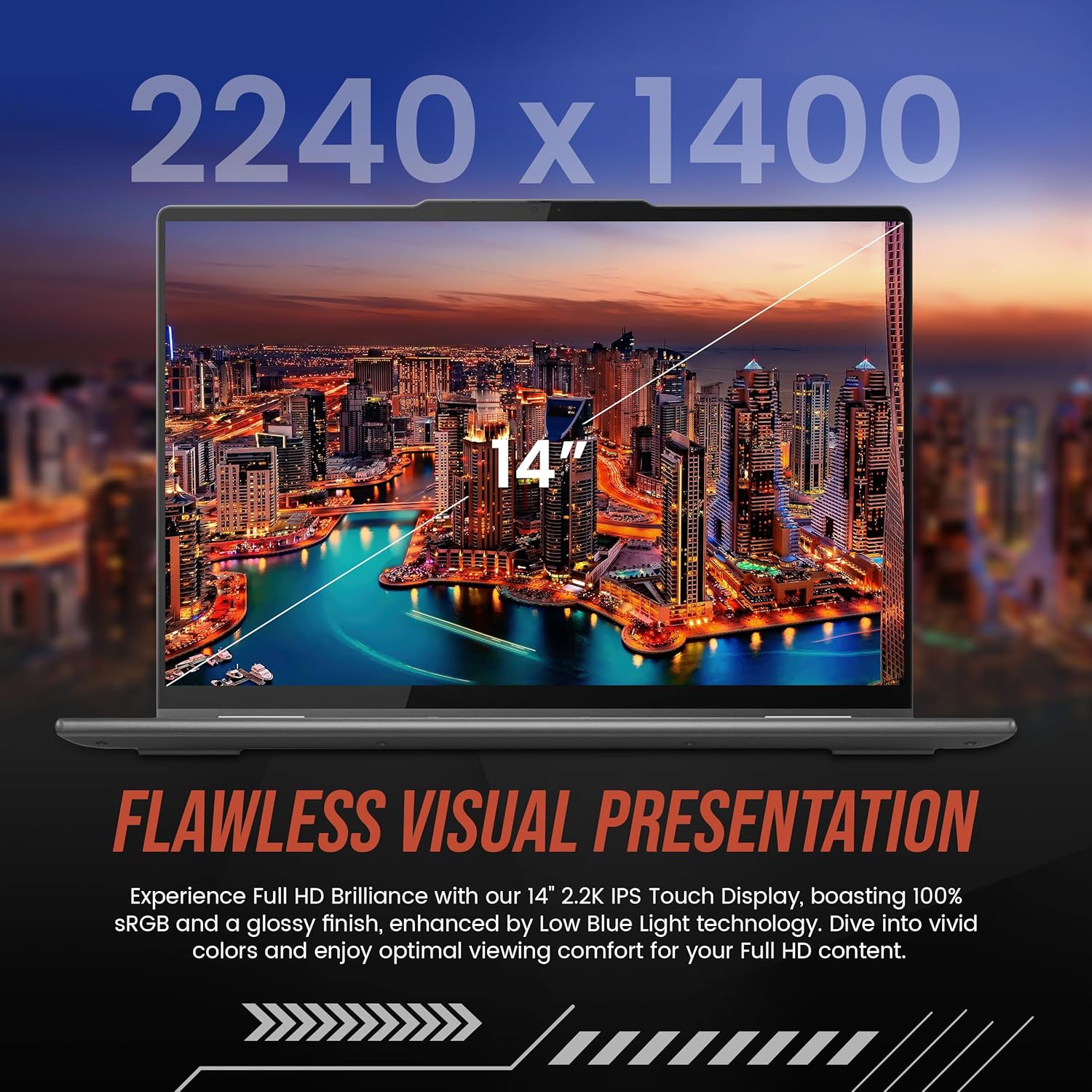 Open Box - Lenovo Yoga 7i 2-in-1 14" 2.2K Touchscreen Laptop, Intel i5-1335U, 512GB SSD, 16GB RAM, Intel Iris Xe, Backlit Keyboard, Fingerprint