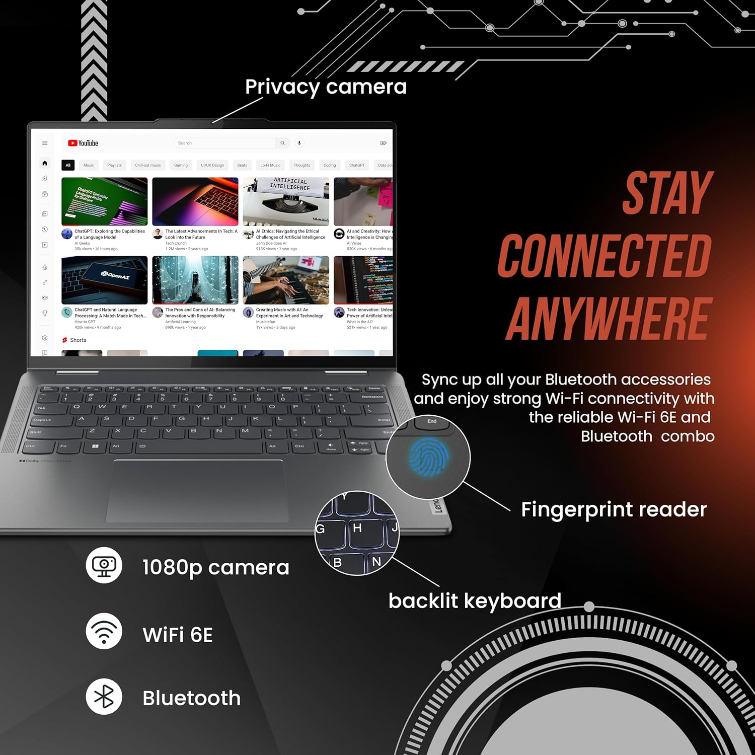 Open Box - Lenovo Yoga 7i 2-in-1 14" 2.2K Touchscreen Laptop, Intel i5-1335U, 512GB SSD, 16GB RAM, Intel Iris Xe, Backlit Keyboard, Fingerprint