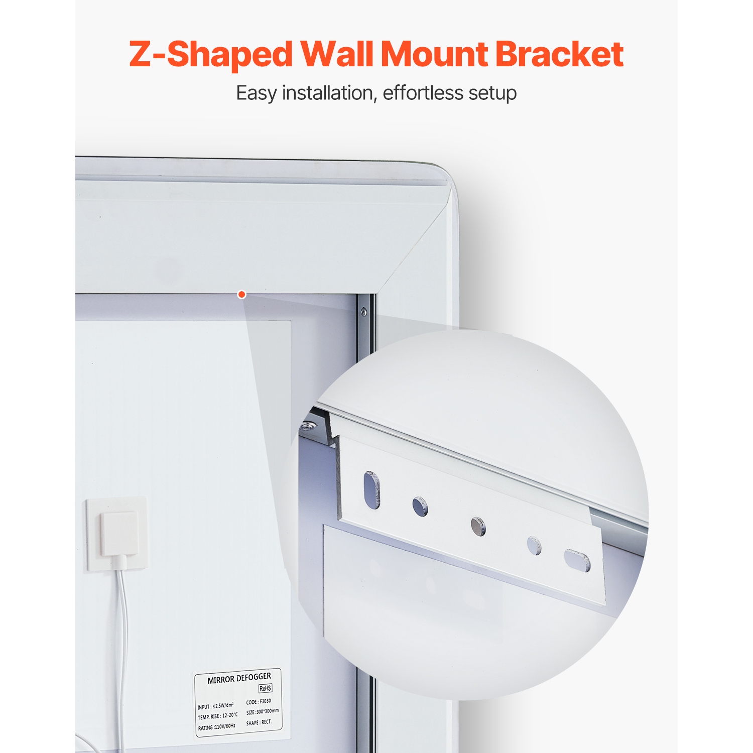 VEVOR 24"x32" LED Bathroom Mirror, Vanity Mirror with Frontlit and Backlit, Anti-Fog Memory Mirror with Lights, Stepless 3 Colors Temperature