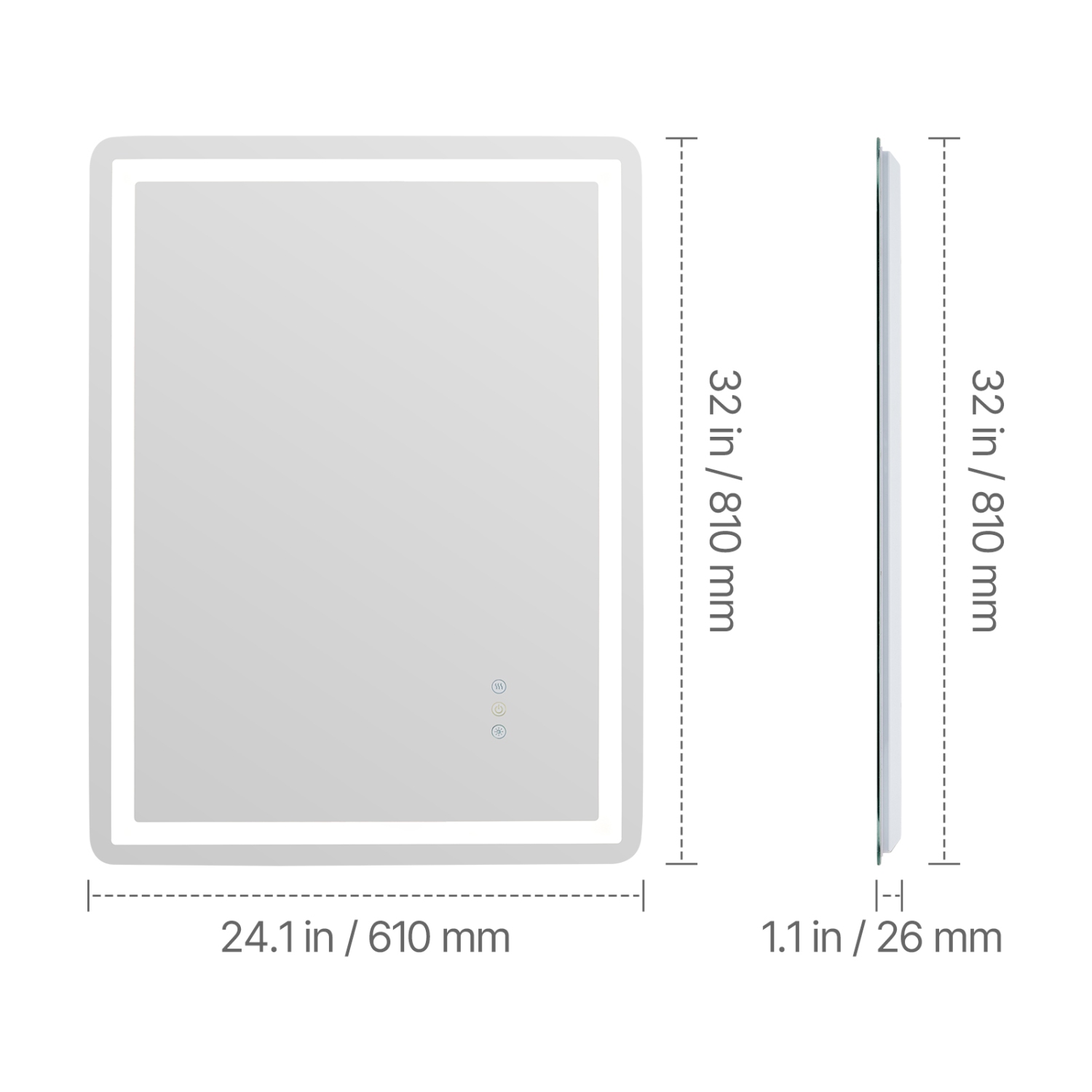 VEVOR 24"x32" LED Bathroom Mirror, Vanity Mirror with Frontlit and Backlit, Anti-Fog Memory Mirror with Lights, Stepless 3 Colors Temperature
