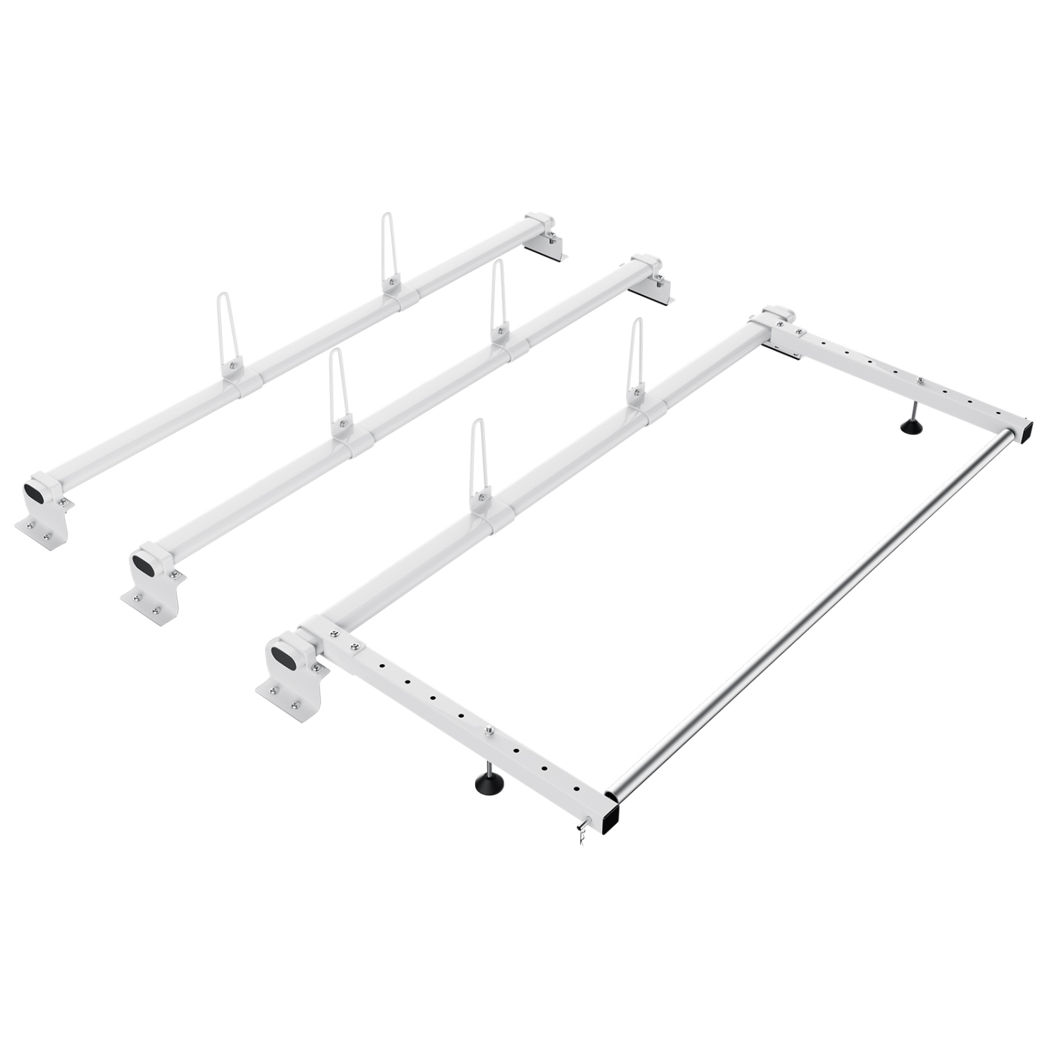 VEVOR 56" Trailer Ladder Rack, 3 Crossbars Heavy-duty Steel Ladder Roof Rack, 90 kg Capacity Each Bar Van Ladder Rack with Cargo Roller, Fit for Ford