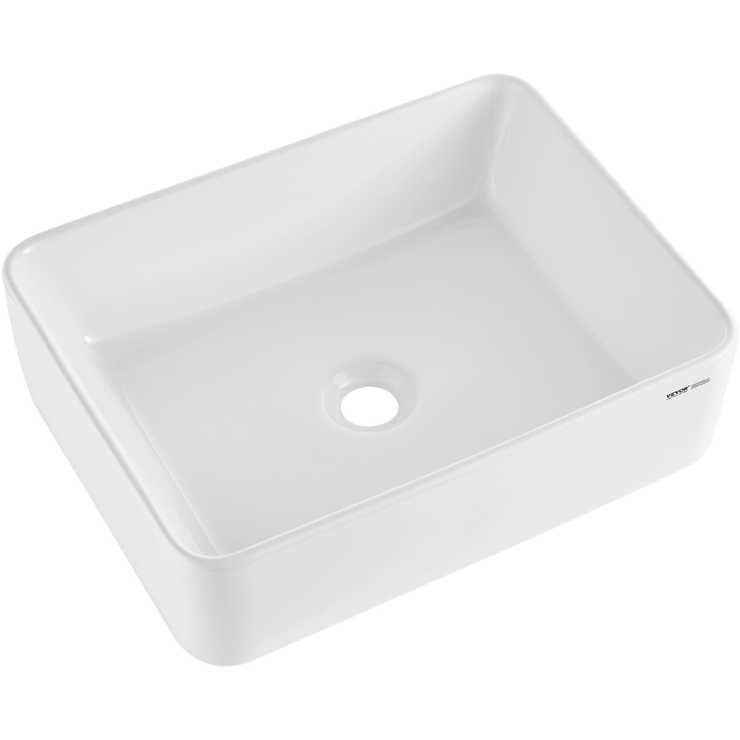 VEVOR 19" x 14.7" Rectangle Vessel Sink, Bathroom Vessel Sink Countertop, White Ceramic Bathroom Sinks Above Counter, Modern Style, Bright and