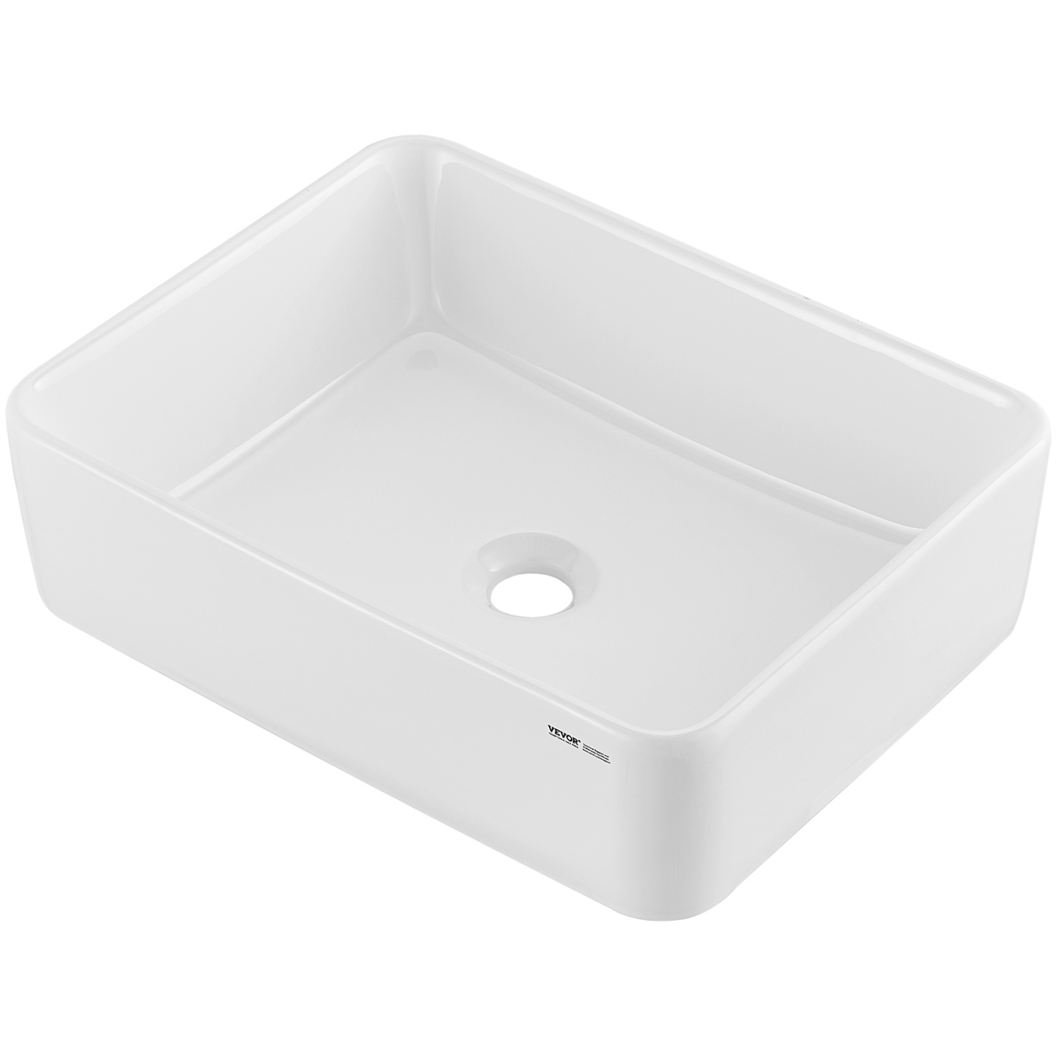 VEVOR 19" x 14.7" Rectangle Vessel Sink, Bathroom Vessel Sink Countertop, White Ceramic Bathroom Sinks Above Counter, Modern Style, Bright and