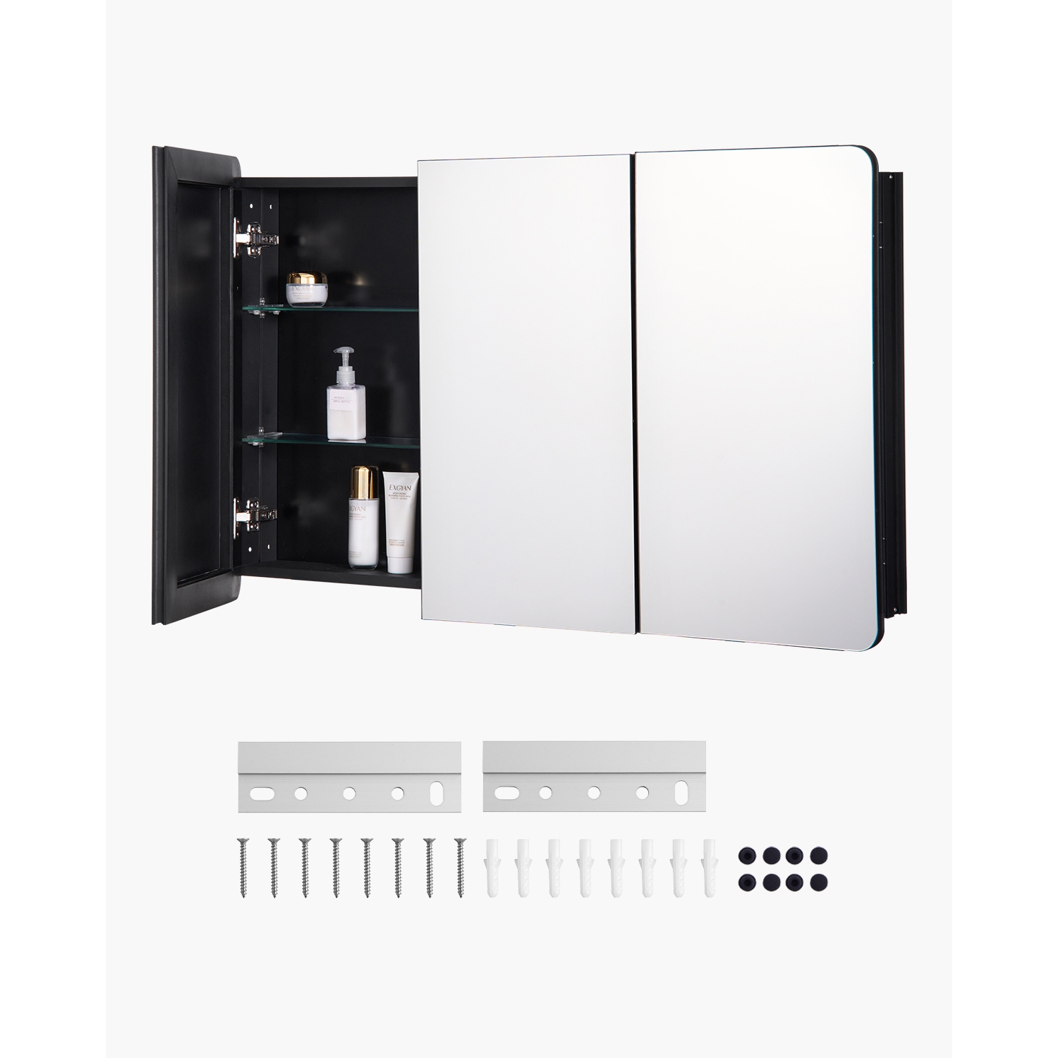VEVOR 25.5 x 40 inch Medicine Cabinet, Medicine Cabinet with Mirror, Aluminum Frame Bathroom Wall Cabinet, 4-layer Adjustable Shelves, Recessed &