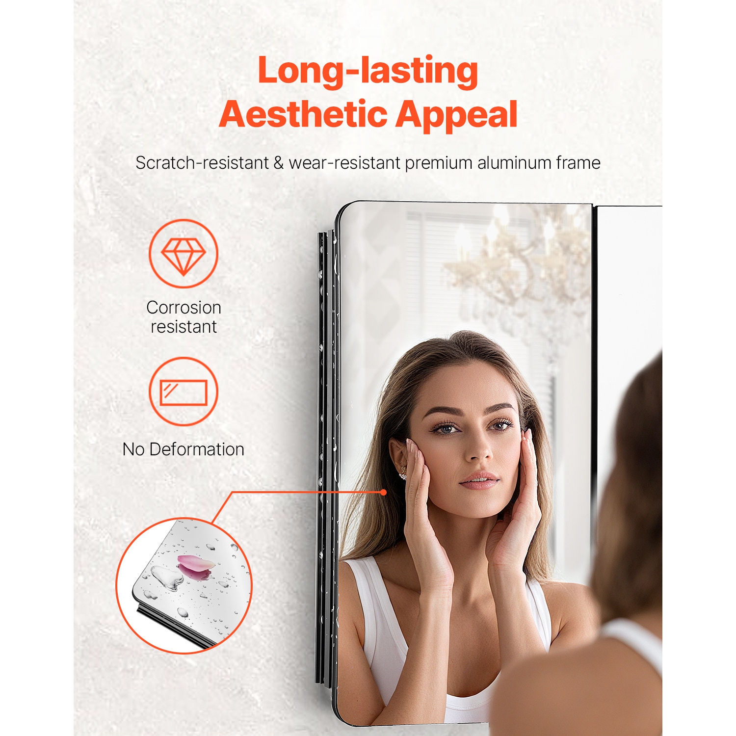 VEVOR 25.5 x 40 inch Medicine Cabinet, Medicine Cabinet with Mirror, Aluminum Frame Bathroom Wall Cabinet, 4-layer Adjustable Shelves, Recessed &