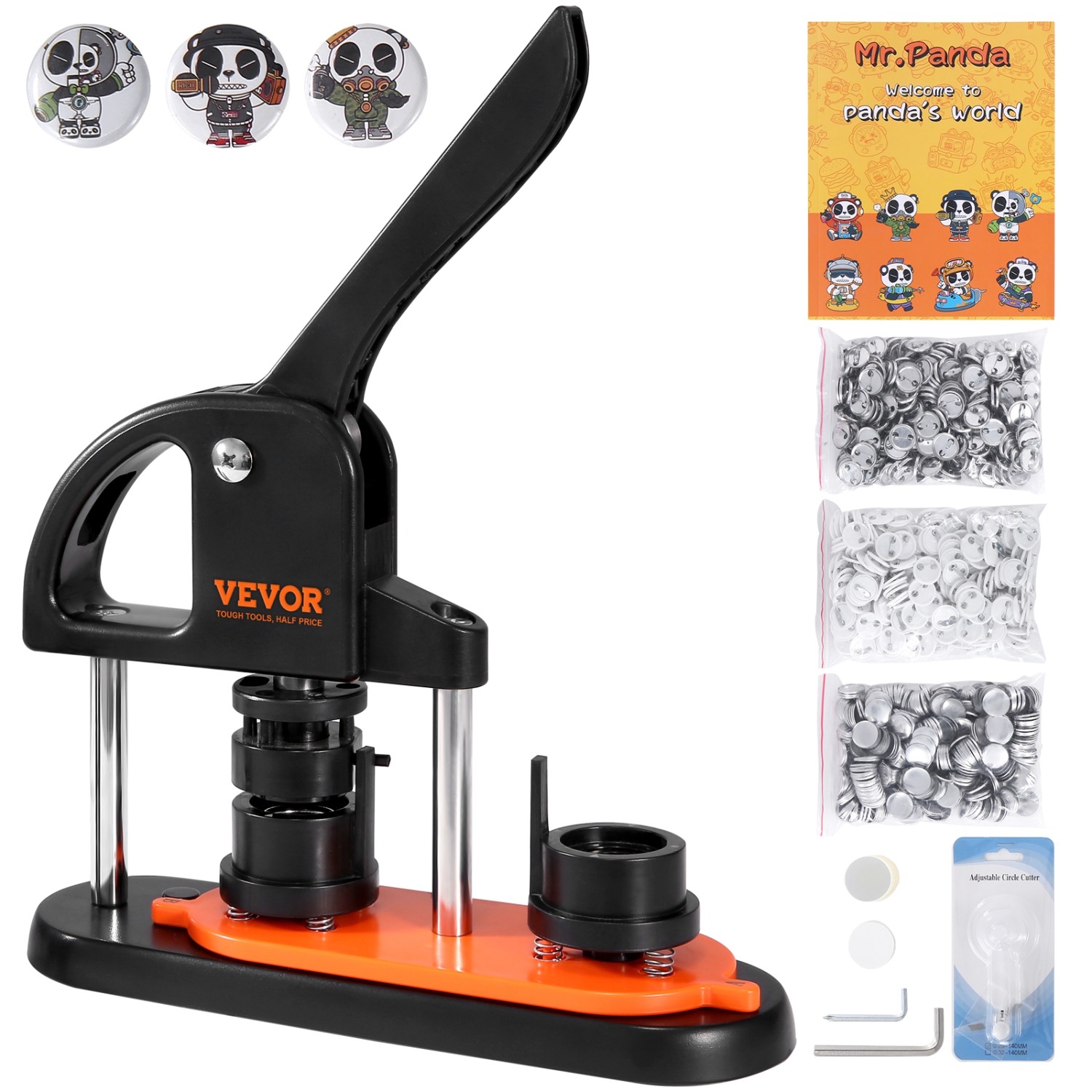 VEVOR 0.98 inch/25mm Button Maker Machine, Pin Maker, Installation-Free Badge Punch Press Kit, Children Button Making Supplies with 500pcs Button