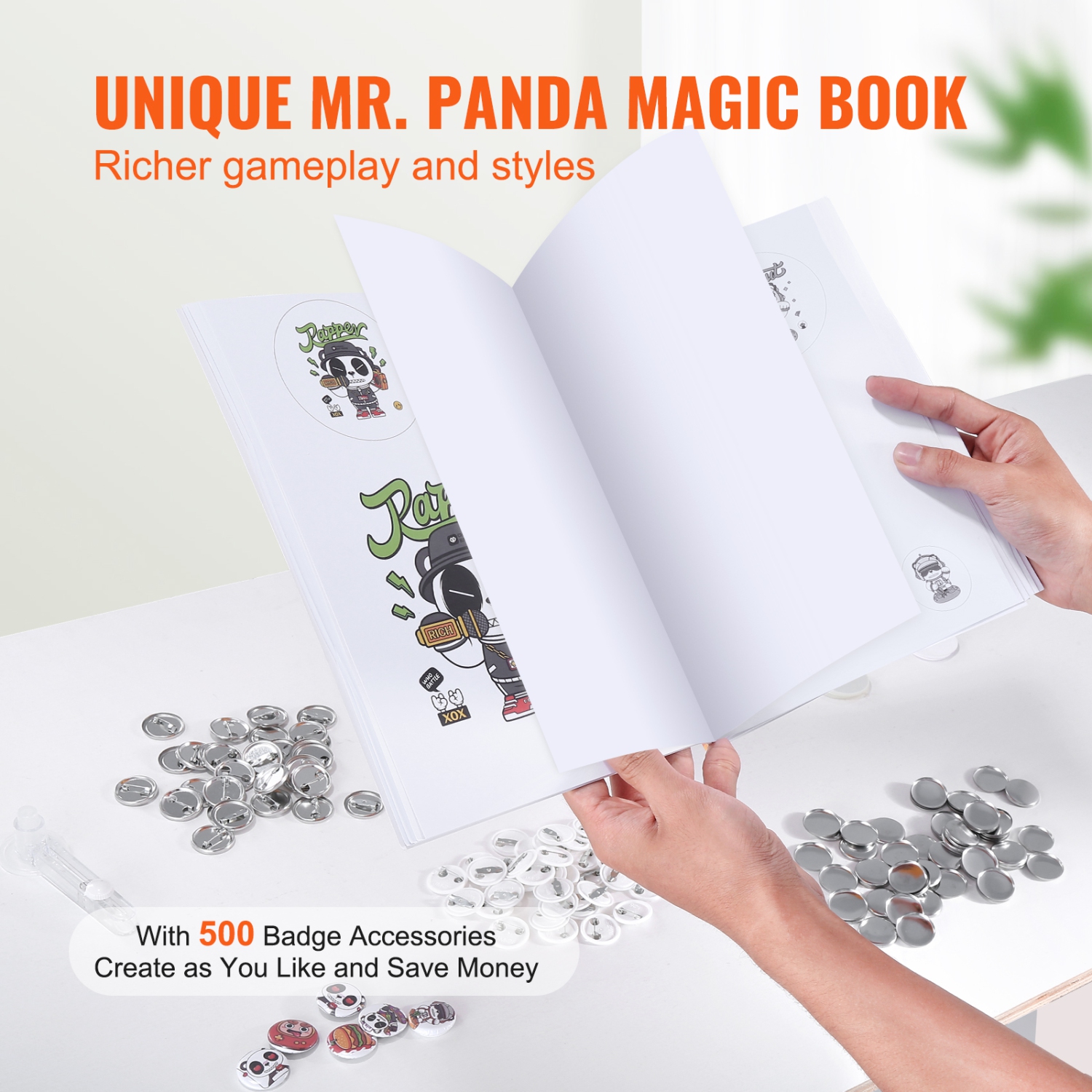 VEVOR 0.98 inch/25mm Button Maker Machine, Pin Maker, Installation-Free Badge Punch Press Kit, Children Button Making Supplies with 500pcs Button