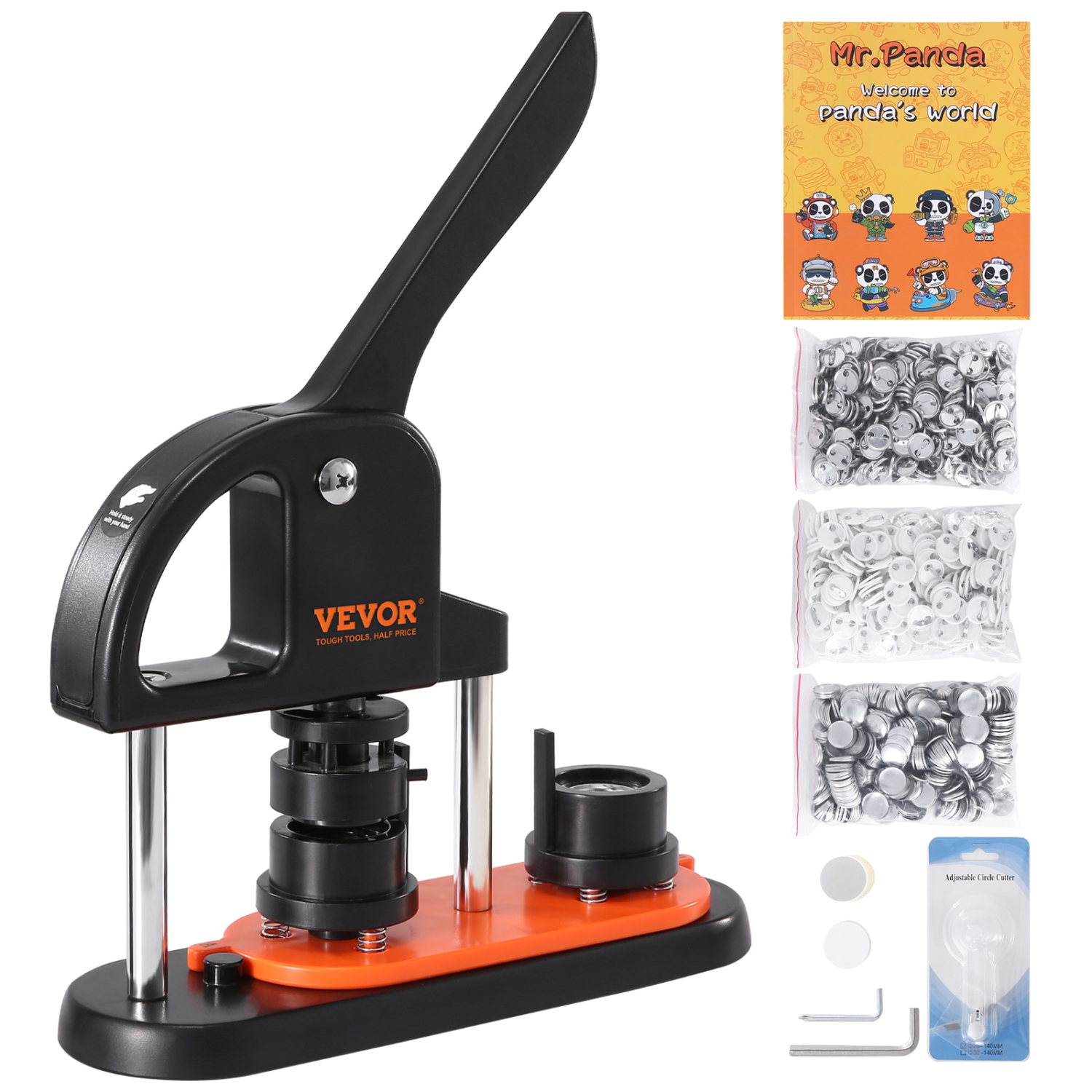 VEVOR 0.98 inch/25mm Button Maker Machine, Pin Maker, Installation-Free Badge Punch Press Kit, Children Button Making Supplies with 500pcs Button