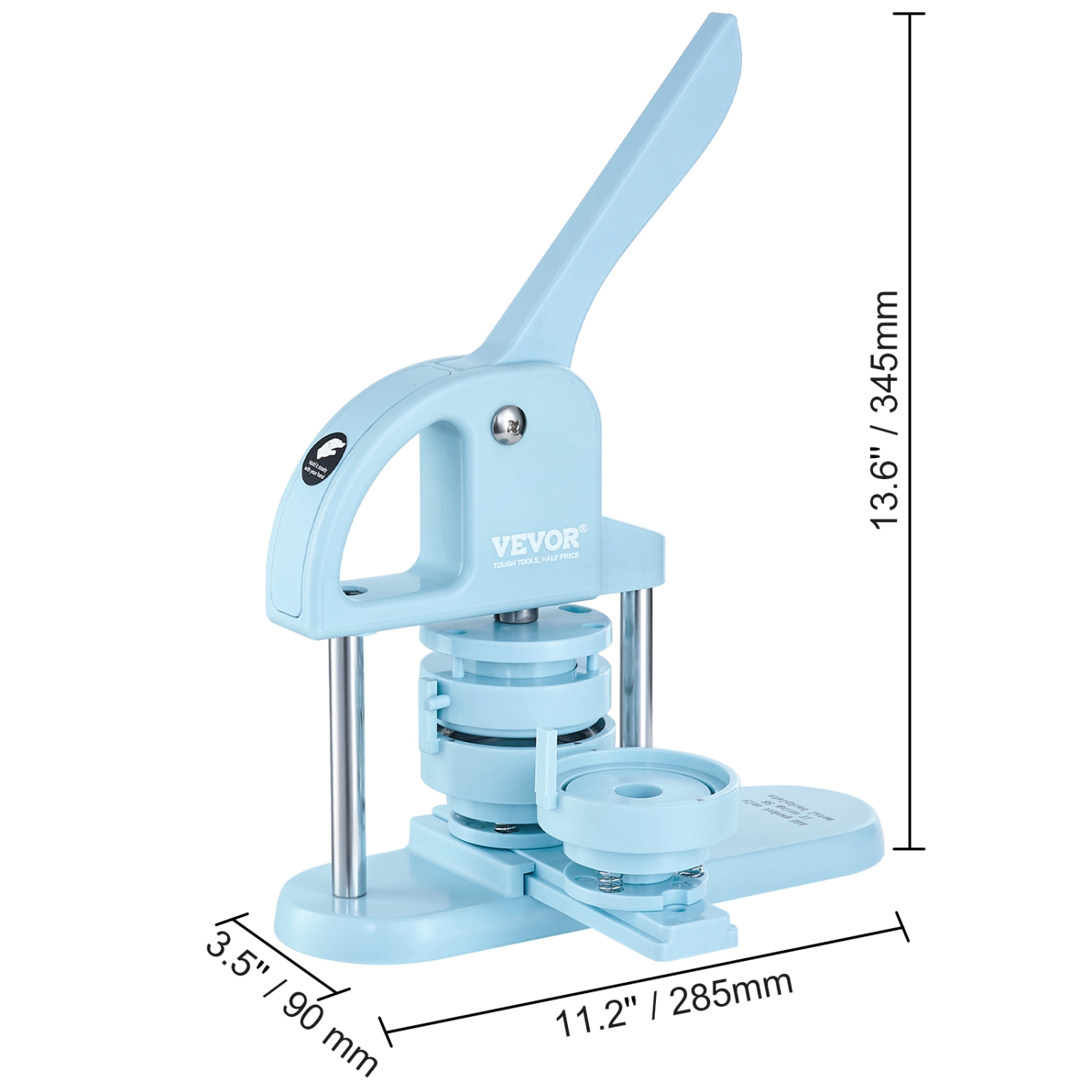 VEVOR Button Maker, 1/1.25/2.28 inch(25/32/58mm) 3-IN-1 Pin Maker, 300pcs Button Parts, Button Maker Machine with Panda Magic Book, Ergonomic Arc