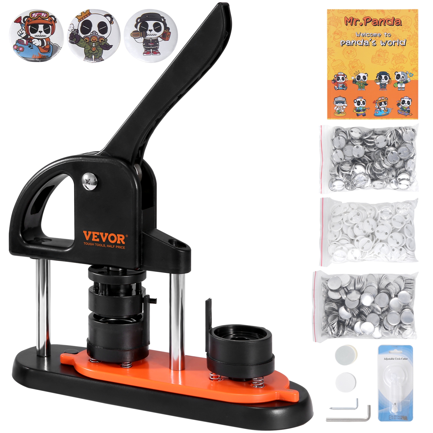 VEVOR 1.25 inch/32mm Button Maker Machine, Pin Maker, Installation-Free Badge Punch Press Kit, Children Button Making Supplies with 500pcs Button