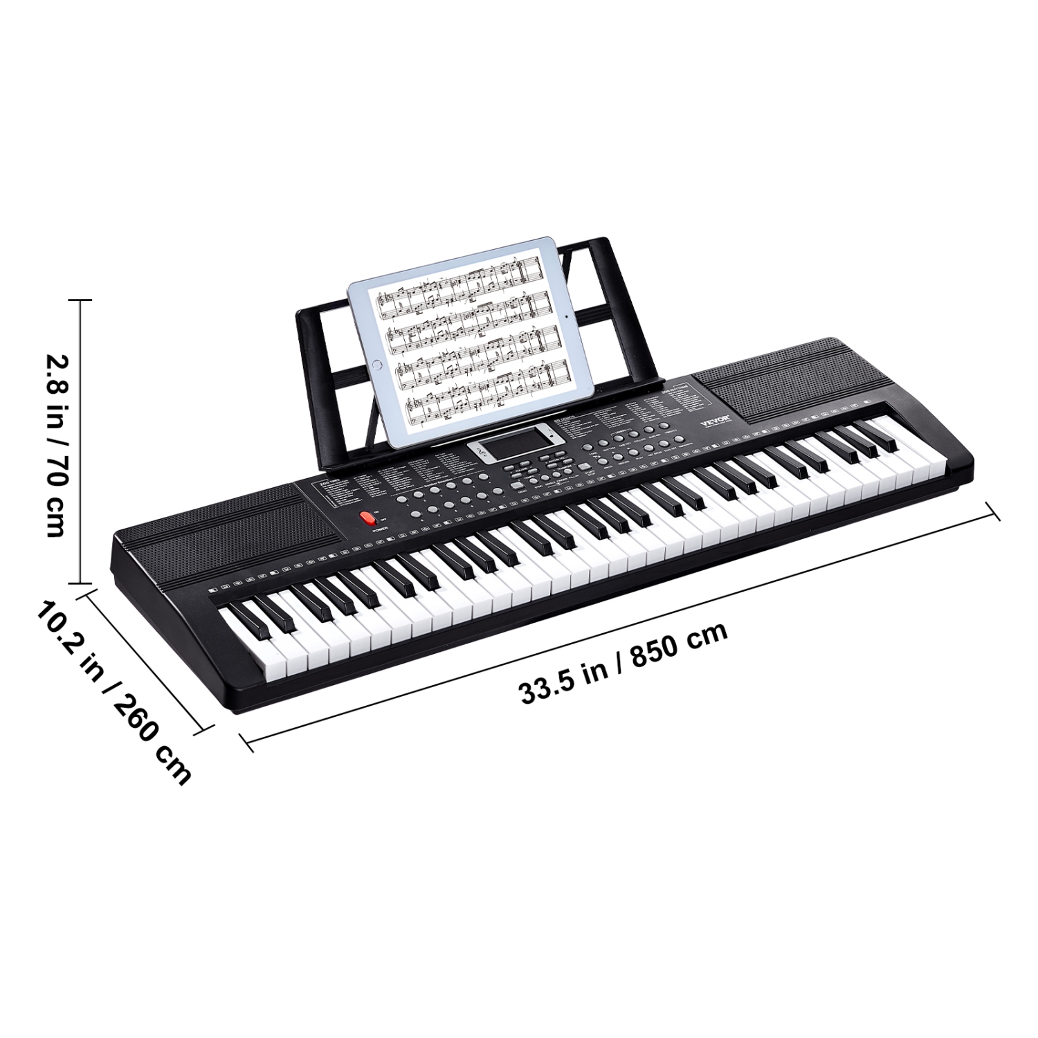Clavier numérique VEVOR à 61 touches, 200 tonalités, 200 rythmes, 60 chansons de démonstration, Portable, avec deux haut-parleurs, écouteurs et