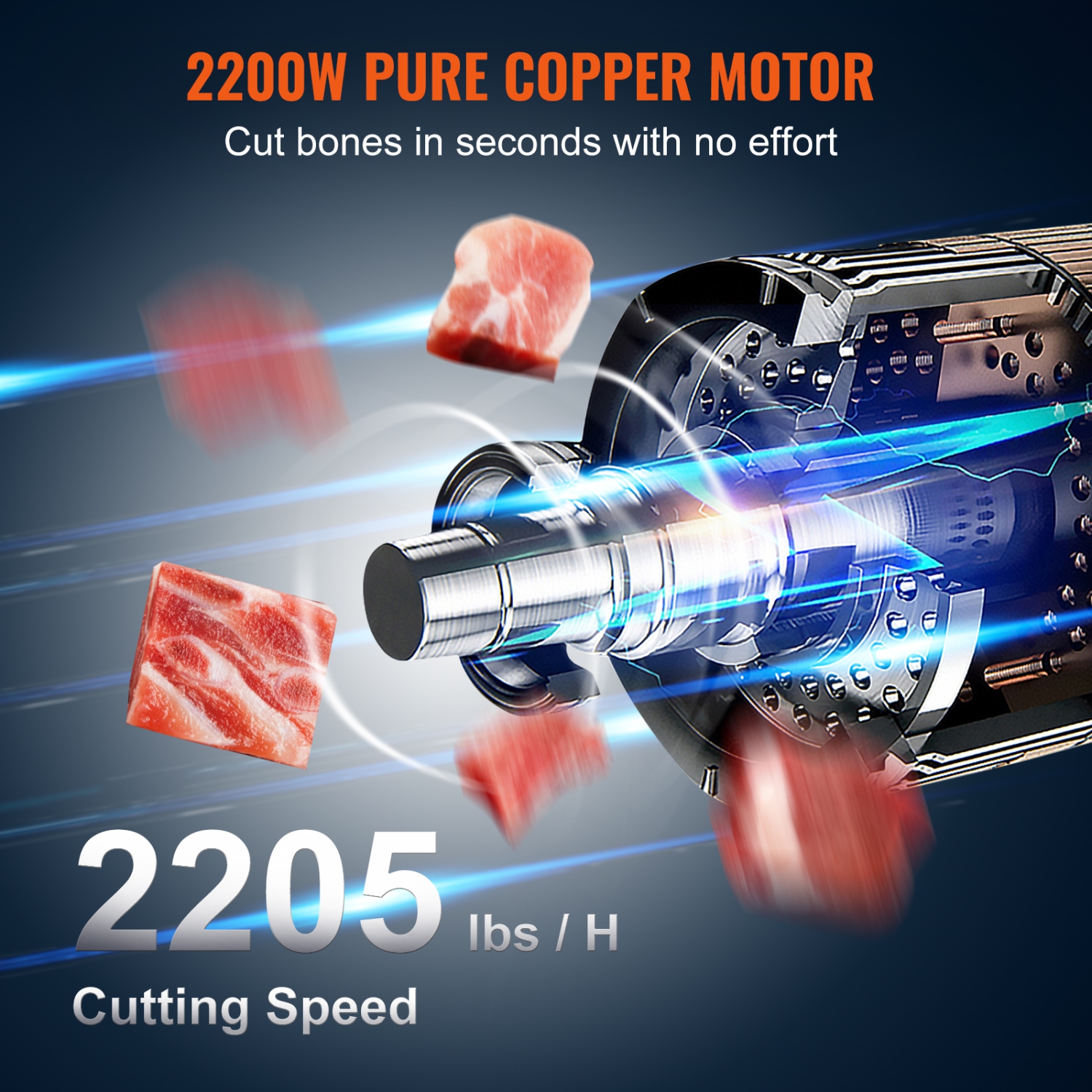 VEVOR 2200W Commercial Electric Meat Bandsaw, Stainless Steel Countertop Bone Sawing Machine, Workbeach 18.5" x 20.9", 0-7.1 Inch Cutting