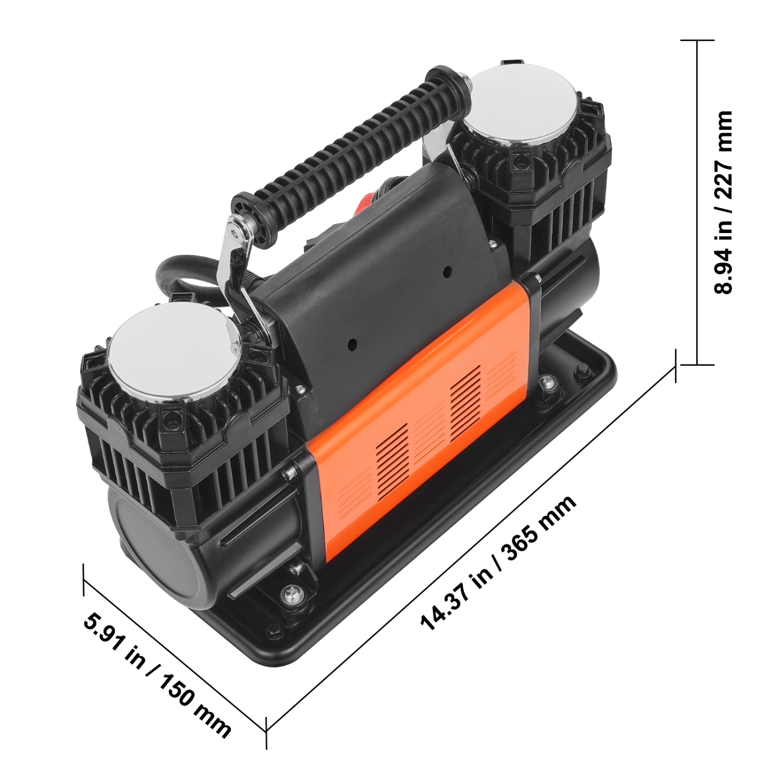 VEVOR 10.6 CFM Heavy Duty Air Compressor, 30s Fast Inflation | Dual-Cylinder Portable Tire Inflator, 12V 150PSI Offroad Air Pump with Adapters for