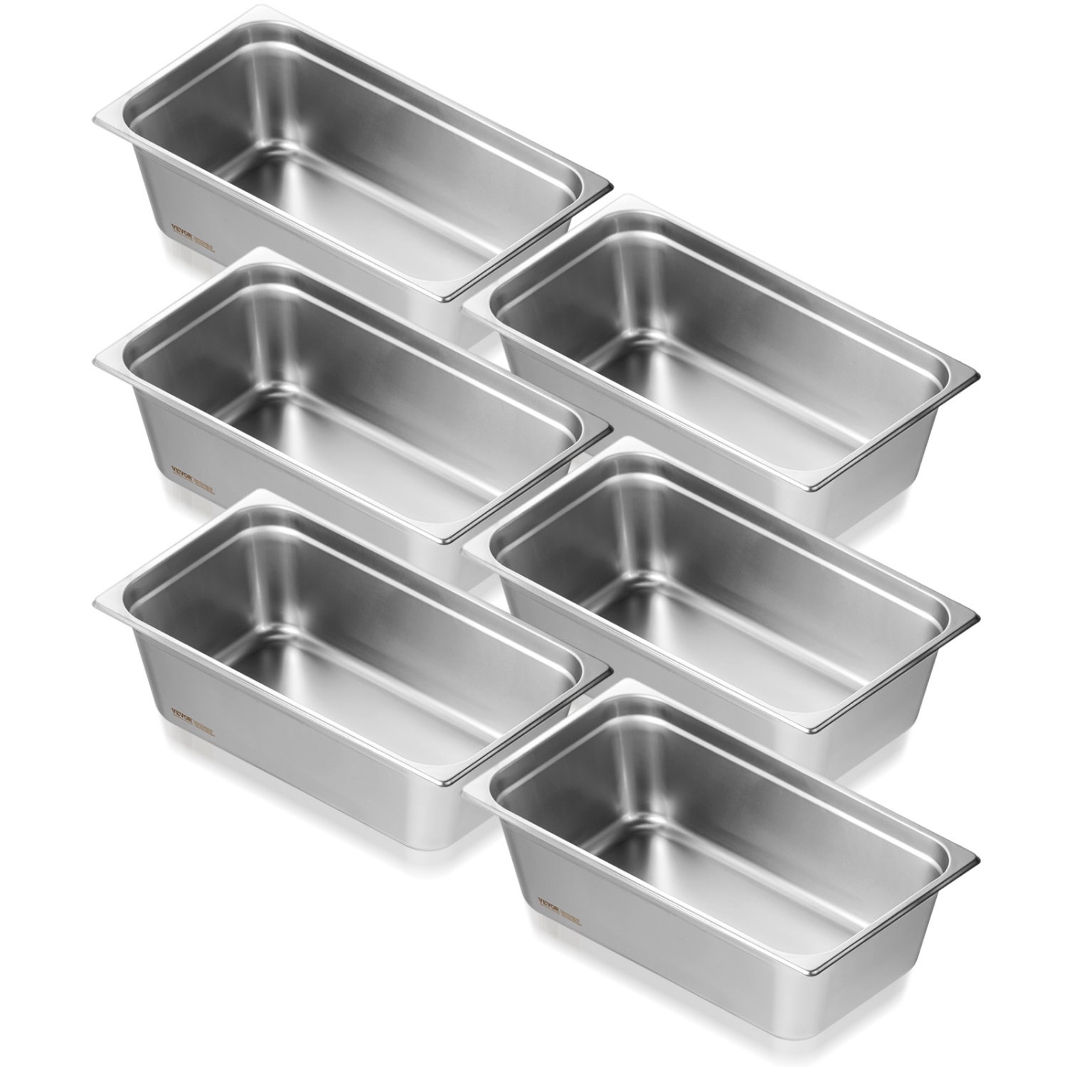 VEVOR 6 Pack Hotel Pans, Full Size Anti-Jam Steam Pan, 0.8mm Thick Stainless Steel Pan, 6-Inch Deep Commercial Table Pan, Catering Storage Food Pan,