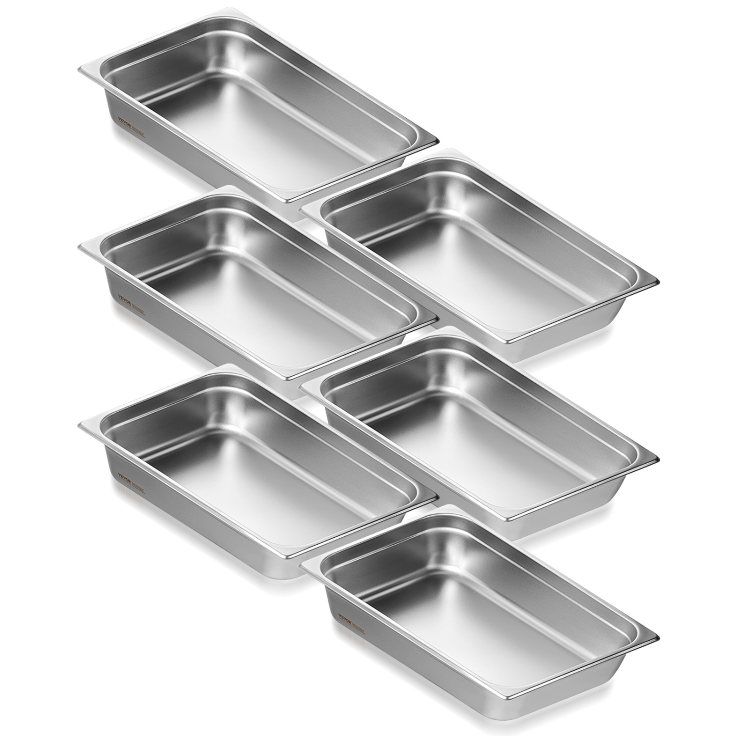 VEVOR 6 Pack Hotel Pans, Full Size Anti-Jam Steam Pan, 0.8mm Thick Stainless Steel Pan, 4-Inch Deep Commercial Table Pan, Catering Storage Food Pan,