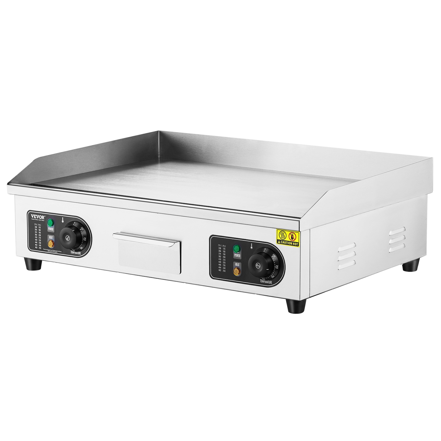 Gril électrique commercial VEVOR 2800&nbsp;W, gril plat de comptoir, 122 réglages à température réglable, 25,98x15,75GA 0,39&nbsp;po Gril en acier