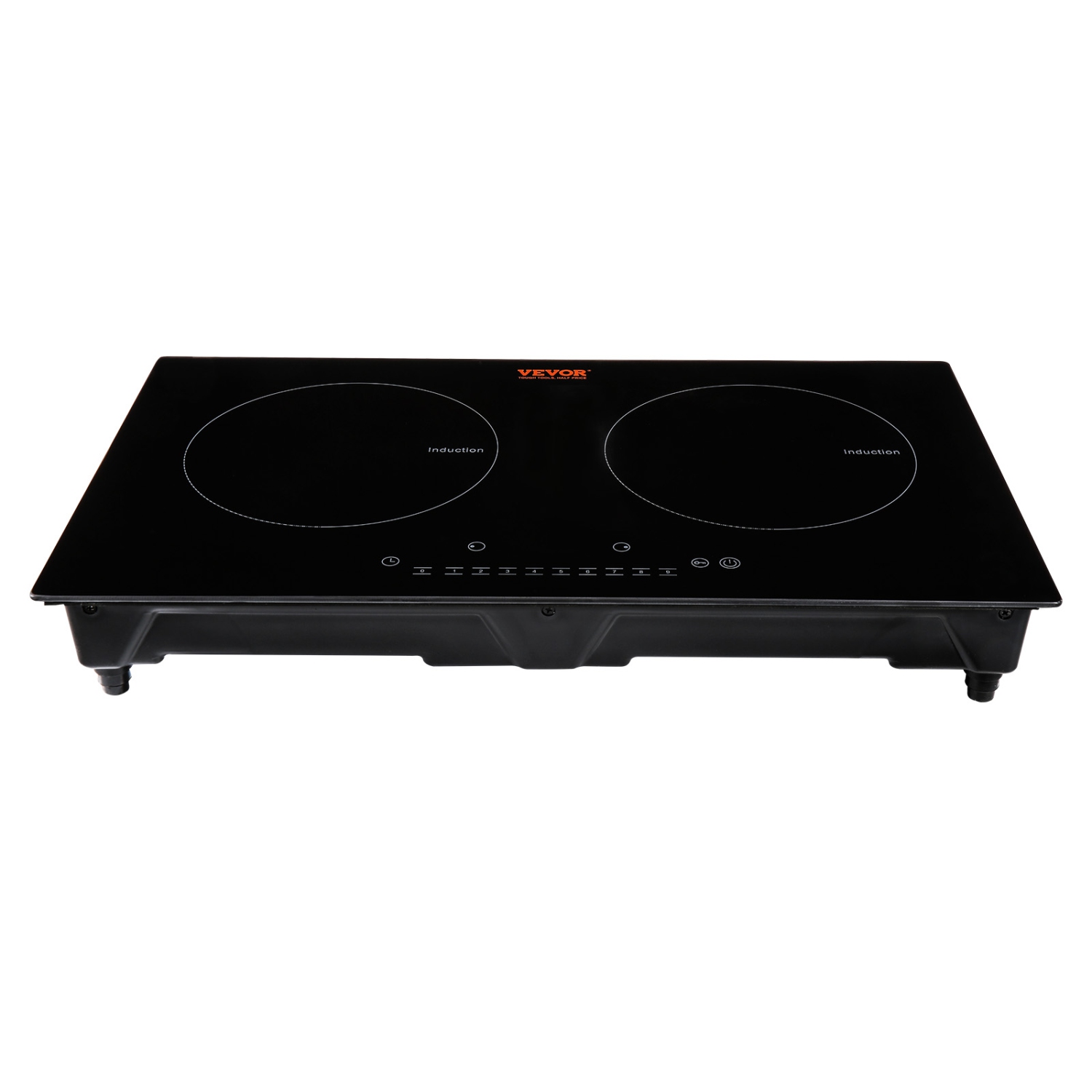 VEVOR 24'' Electric Cooktop, 2 Burners, Induction Stove Top,Built-in Magnetic Cooktop 1800W,9 Heating Level Multifunctional Burner,LED Touch Screen