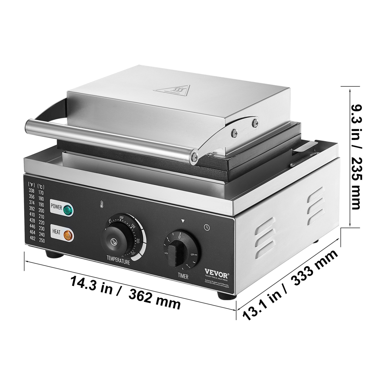 VEVOR 1550W Electric Donut Maker, Commercial Doughnut Machine with Non-stick Surface, 6 Holes Double-Sided Heating Waffle Machine Makes 6 Doughnuts,