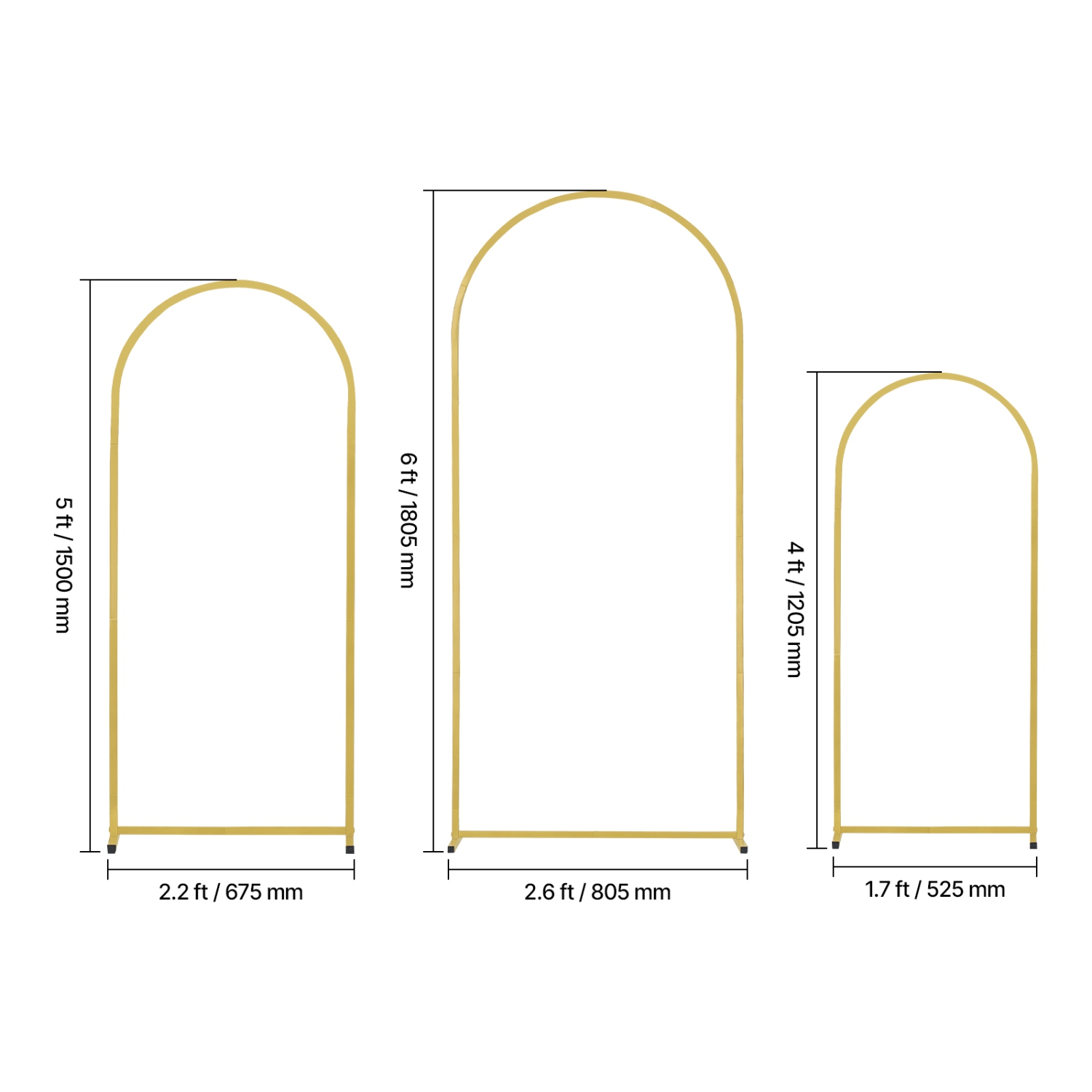 VEVOR 3 Sets Wedding Arch Backdrop Stand, Metal Stable Stand with Case Connection & Chassis Crossbar Design, Easy-to-Assemble, with Metal, Fit for