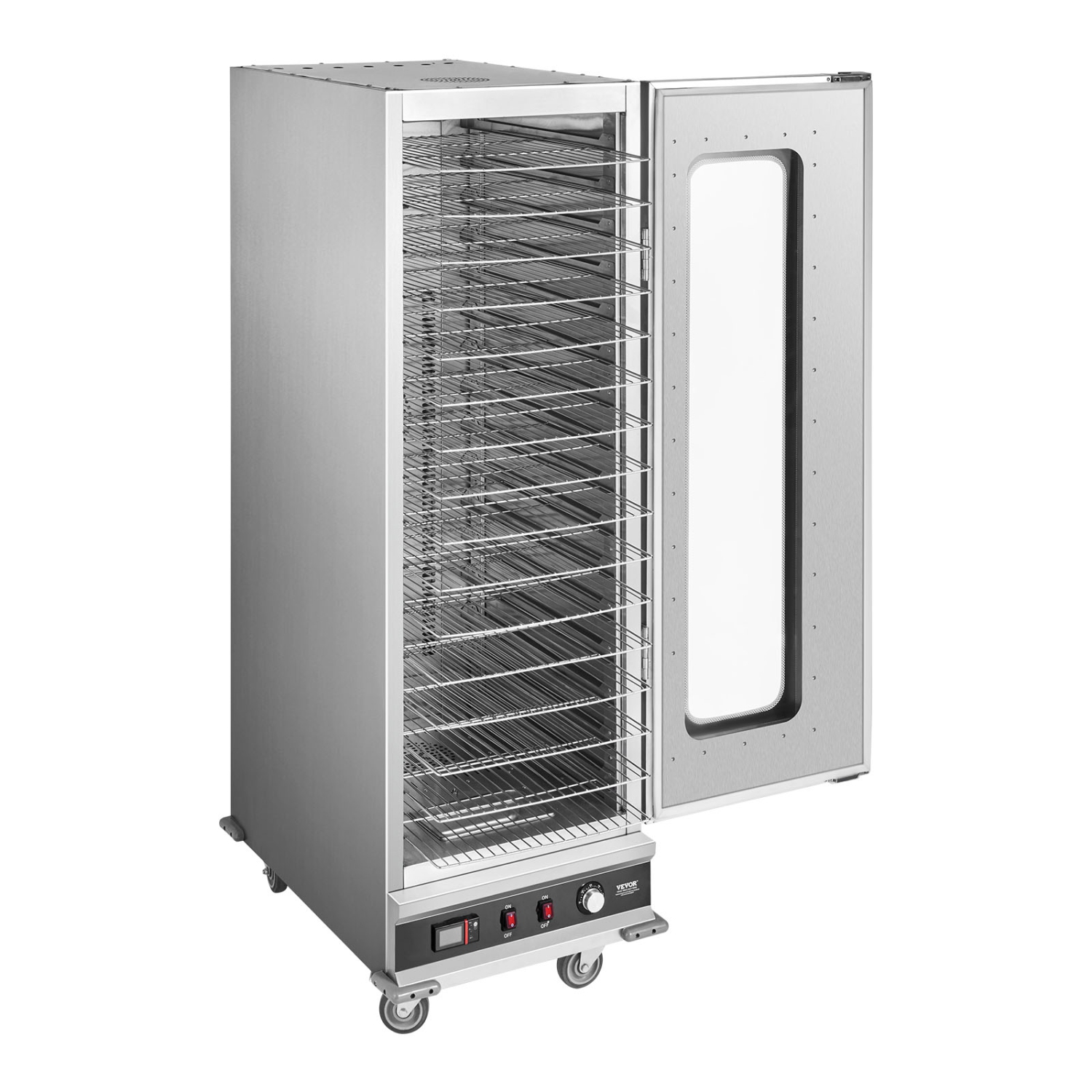VEVOR 16-Tier Hot Box Food Warmer, with Water Tray, Glass Single-door and Adjustable Shelves, Stainless Steel Food Warmer Cabinet, Ideal for Storing