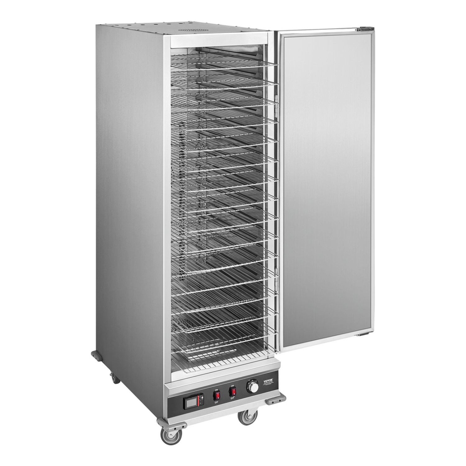 VEVOR 16-Tier Hot Box Food Warmer, with Water Tray, Single-door and Adjustable Shelves, Stainless Steel Food Warmer Cabinet, Ideal for Storing Pizza,