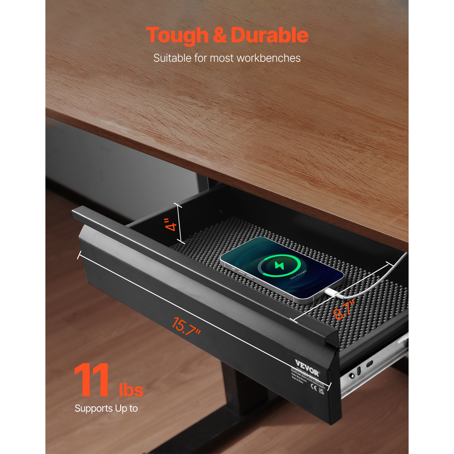 &nbsp;&nbsp;&nbsp;&nbsp;&nbsp;Tiroir&nbsp;coulissant pour dessous de bureau de 16&nbsp;po de largeur VEVOR&nbsp;, 17 x