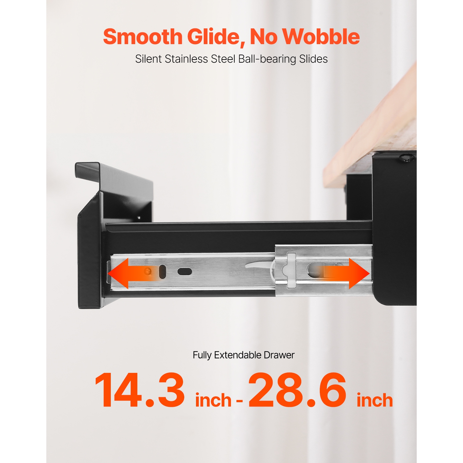 &nbsp;&nbsp;&nbsp;&nbsp;&nbsp;Tiroir&nbsp;coulissant pour dessous de bureau de 16&nbsp;po de largeur VEVOR&nbsp;, 17 x
