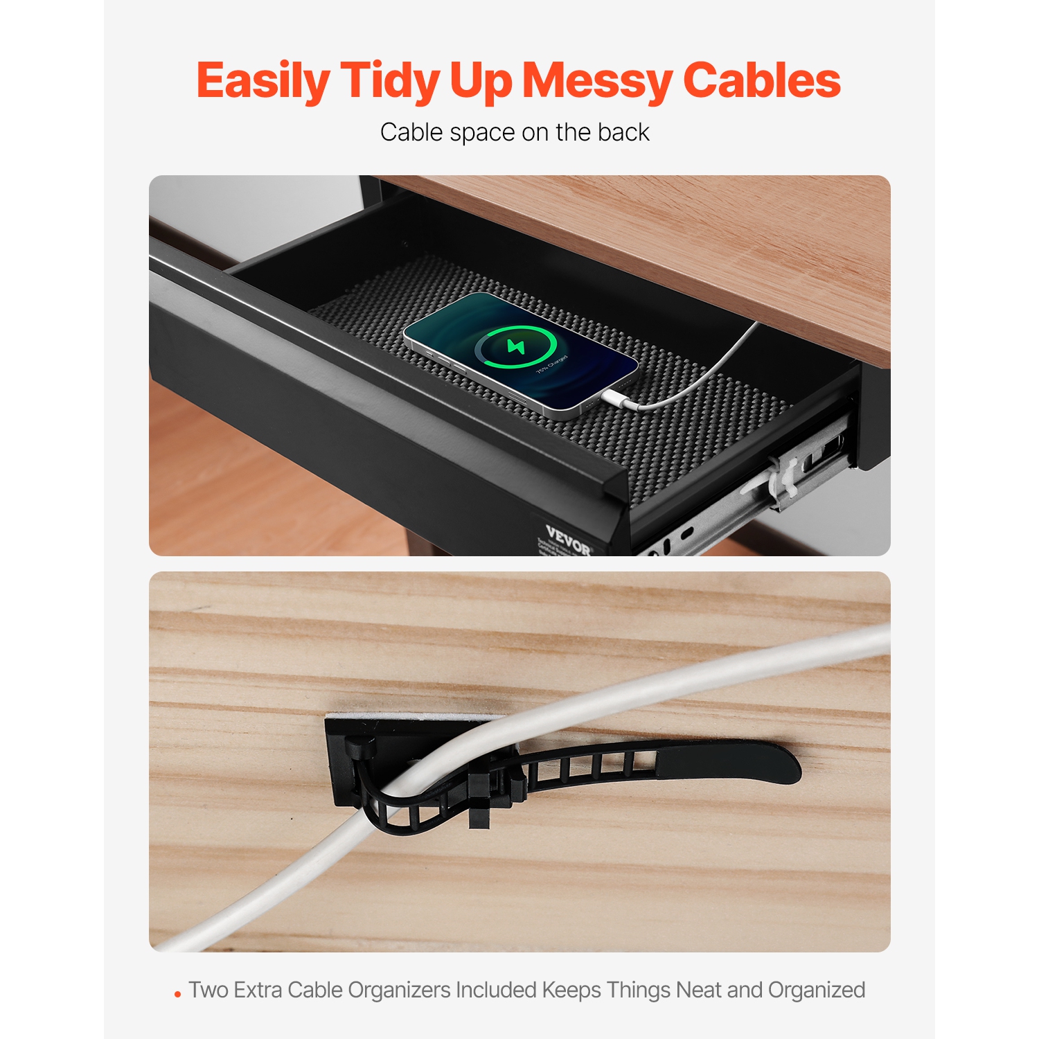 &nbsp;&nbsp;&nbsp;&nbsp;&nbsp;Tiroir&nbsp;coulissant pour dessous de bureau de 16&nbsp;po de largeur VEVOR&nbsp;, 17 x