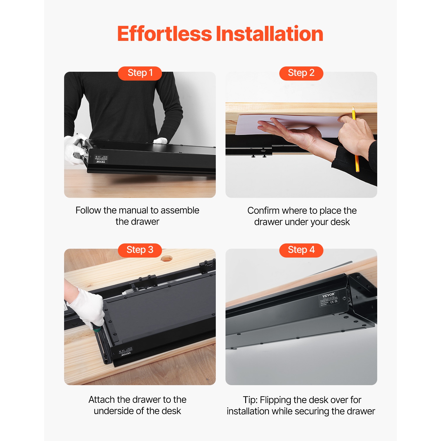 VEVOR&nbsp;26"&nbsp;Wide&nbsp;Under&nbsp;Desk&nbsp;Drawer&nbsp;Slide&nbsp;Out,&nbsp;29x9x4&nbsp;in，Under&nbsp;Desk&nbsp;Mounted&nbsp;Pull-out&nbsp;Dra