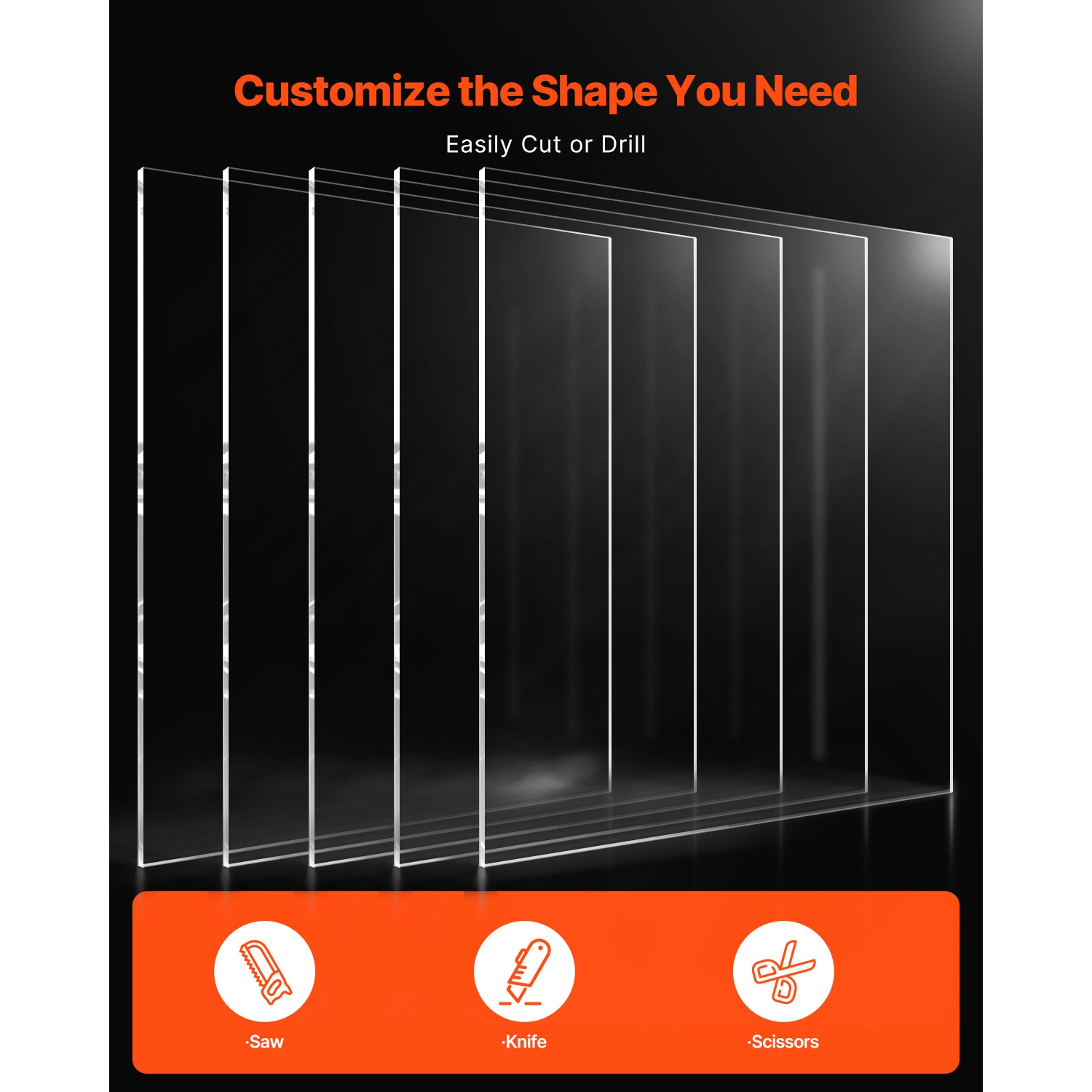 VEVOR 5-Pack PET/Plexiglass Sheets, 24 x 36 Inch 0.04 Inch Thick Transparent Flexible Plastic Panels for Craft, Replacement Picture Frame Glass, DIY