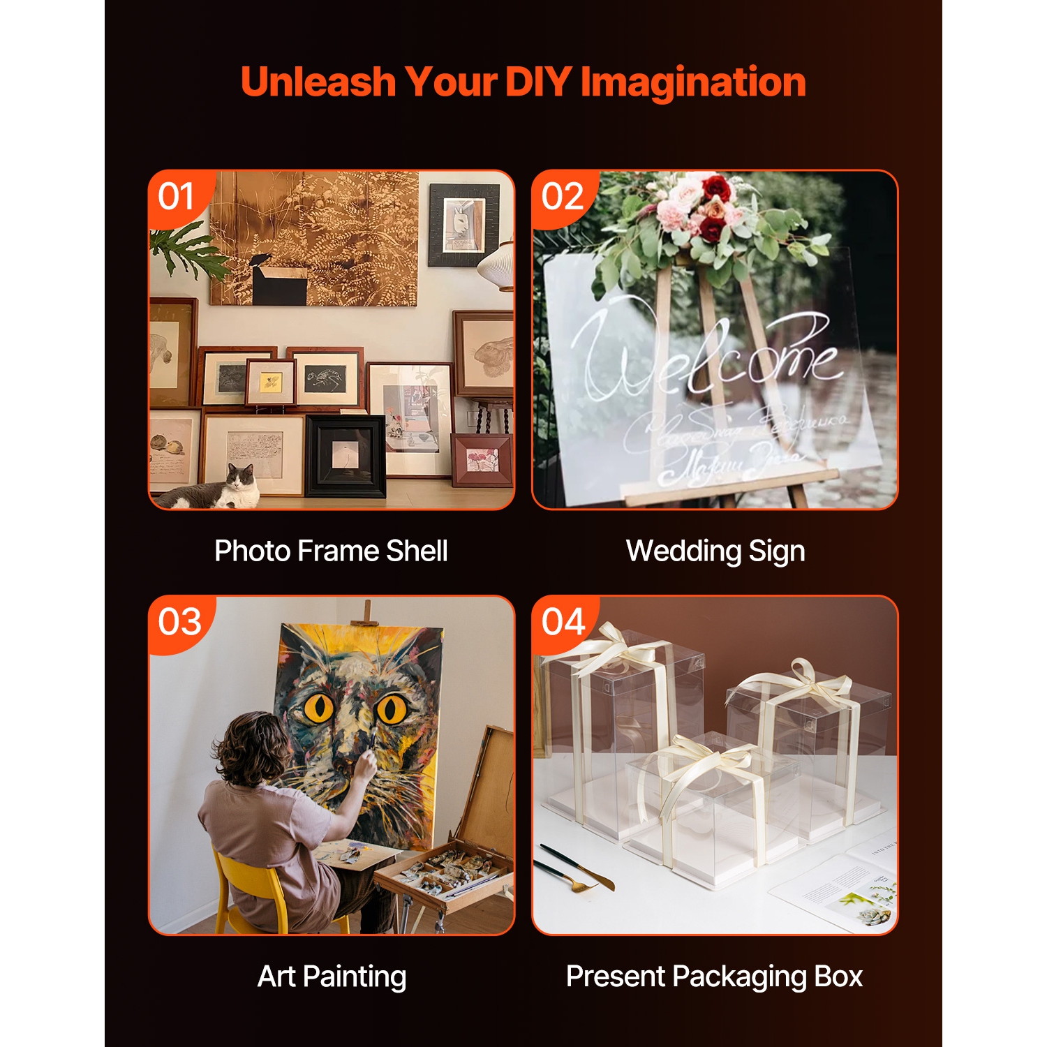 VEVOR 5-Pack PET/Plexiglass Sheets, 24 x 36 Inch 0.04 Inch Thick Transparent Flexible Plastic Panels for Craft, Replacement Picture Frame Glass, DIY