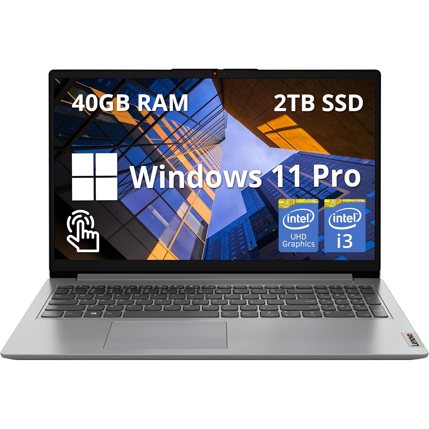 Refurbished - Lenovo Ideapad 1i 15.6" FHD Touchscreen Laptop, Intel i3 1215U, 2TB SSD, 40GB RAM, Intel UHD Graphics, Full Size Keyboard, Windows 11