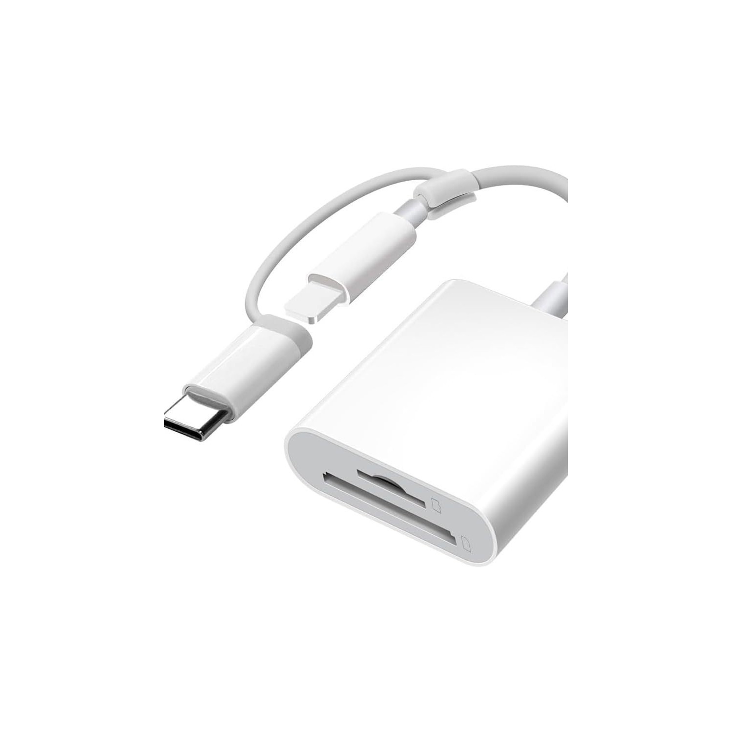 2 in 1 card reader with Type-C adapter for mobile phones, tablets, notebooks and cameras