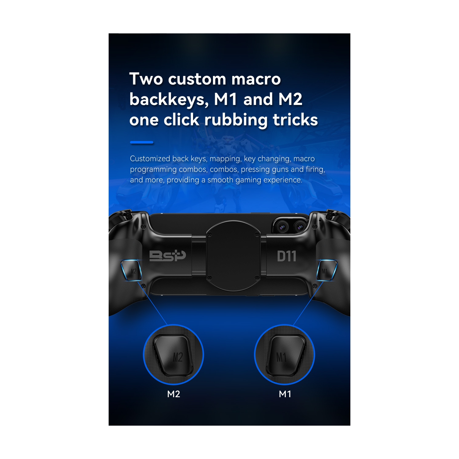 Manette de jeu télescopique D11/D11S Déclencheur effet Hall Switch/Manette de diffusion en continu Bluetooth pour Xbox Android iOS - D11S noir