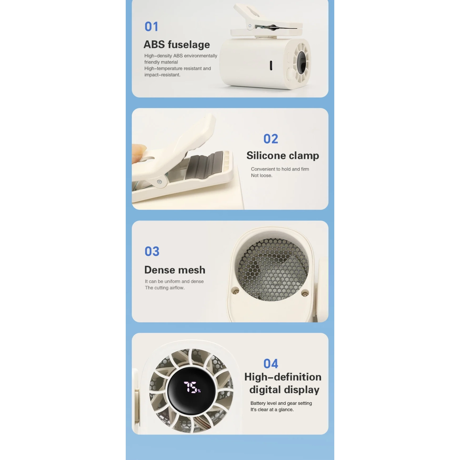 High-speed violent small fan desktop clip fan outdoor fan stepless speed regulation 100 gears waist hanging fan multi-function umbrella bicycle USB