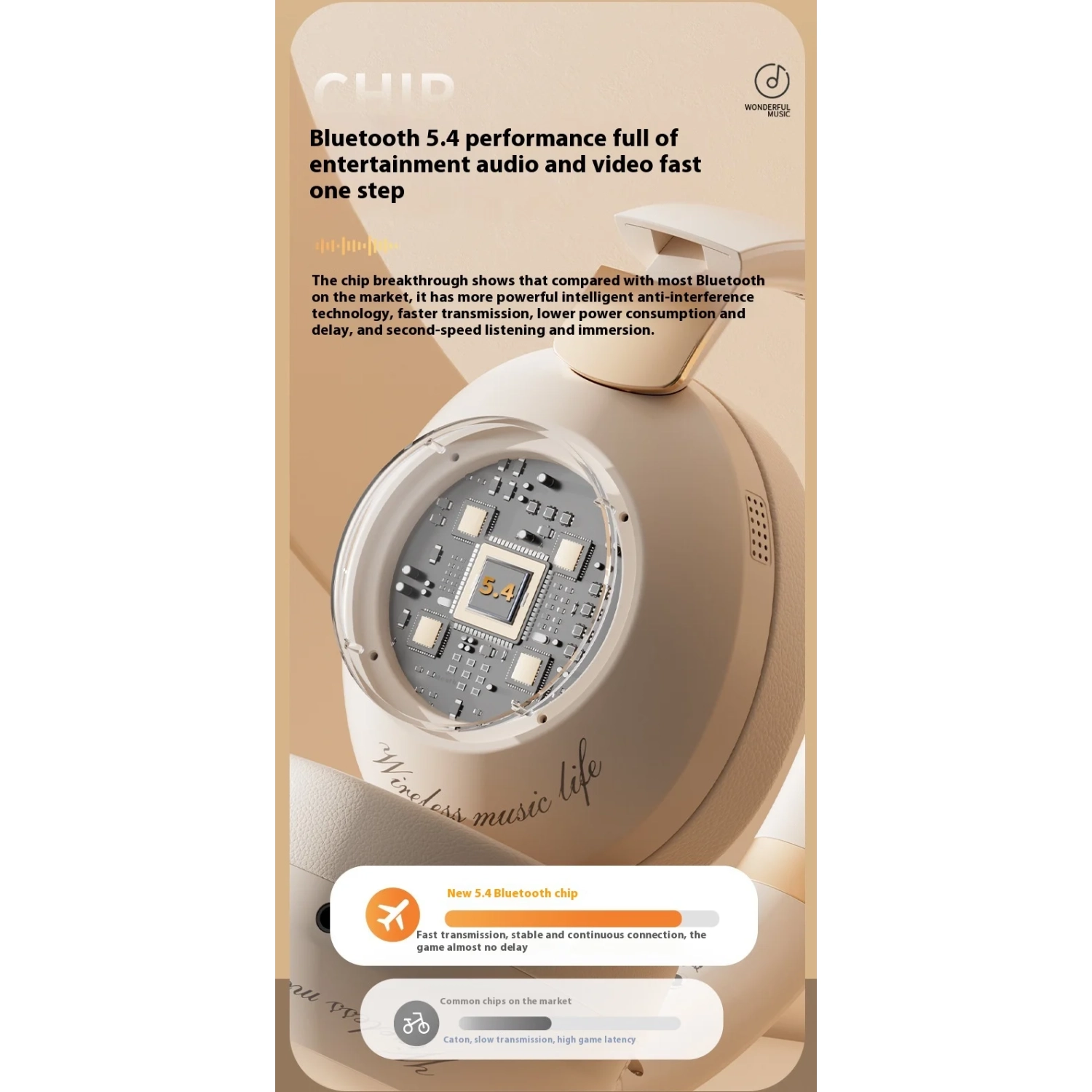 New active noise reduction Bluetooth headset, head-mounted foldable gaming phone, Bluetooth headset - Cloud Rock White