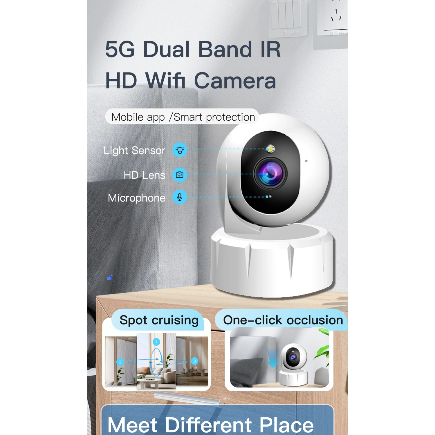 Home WIFI shaking machine intelligent monitoring, indoor 360 degree HD camera without blind spots, security alarm network CCTV camera - 32G memory