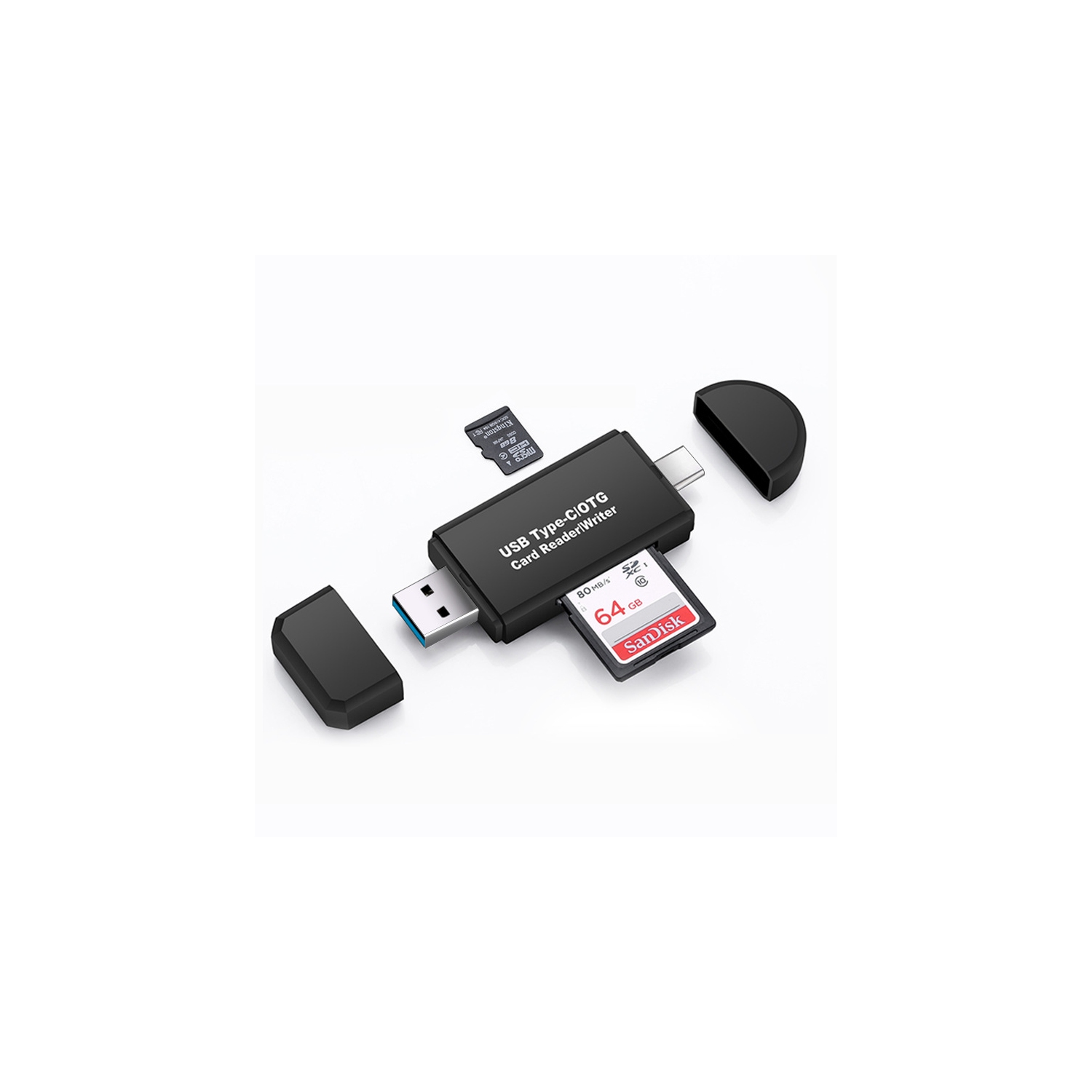 Type C card reader usb 3.0 card reader, mobile phone 4 in 1 high speed portable memory card reader - YC-330 black