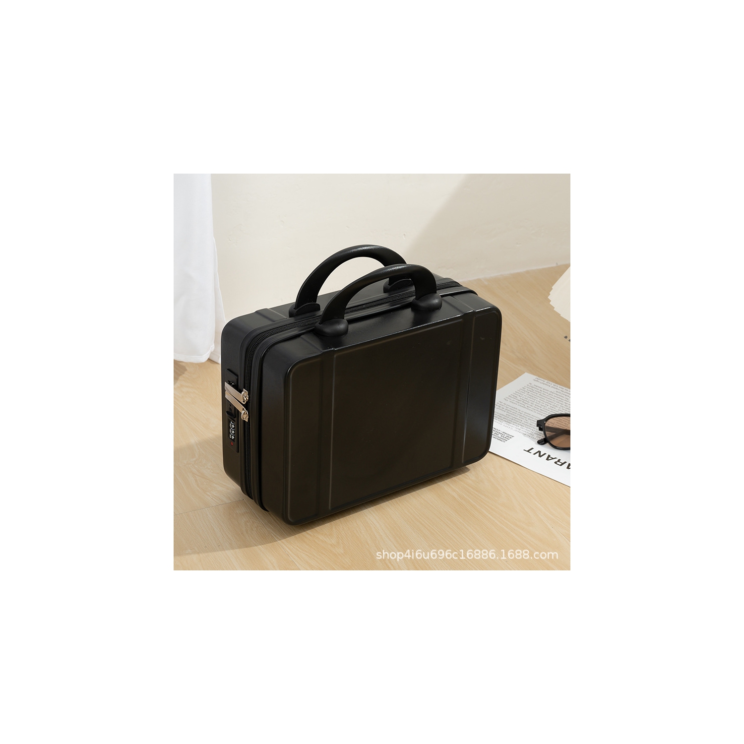 Mini étui de voyage 14&nbsp;po petite valise cosmétique pour femmes valise légère sac de mot de passe courte distance avec verrou noir