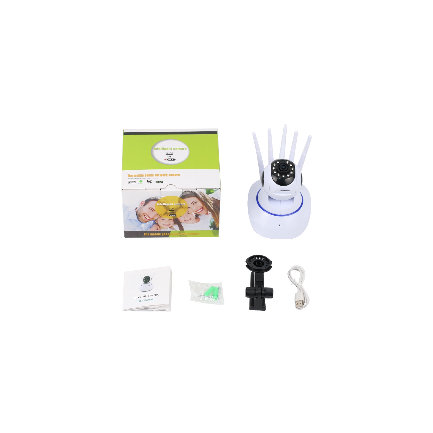 A1 shaking head machine, HD night vision 1080p home security intercom surveillance machine, 360 degree rotating PTZ surveillance camera - no memory